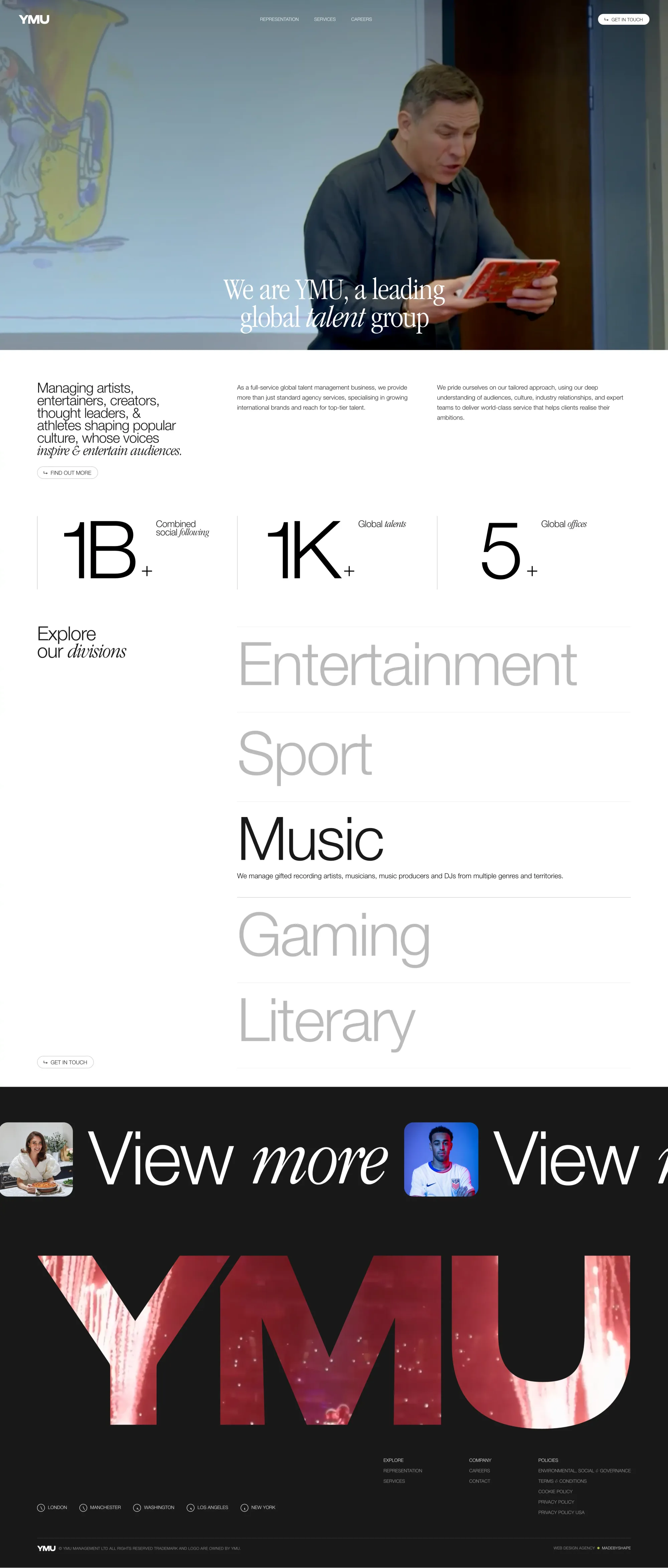 YMU | Elite Talent Management Agency - Portfolio design