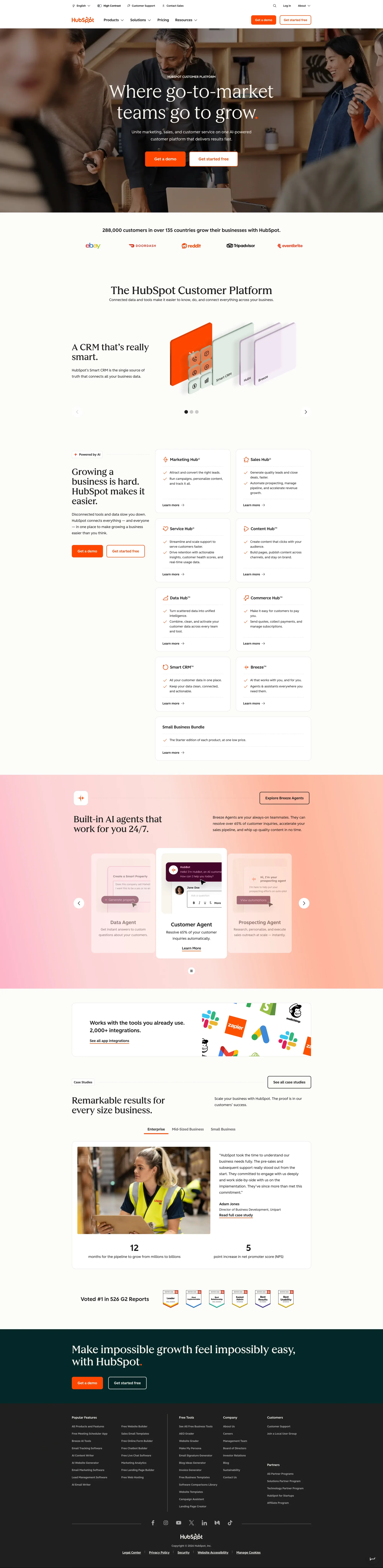 HubSpot | Software & Tools for your Business - Homepage - Landing design