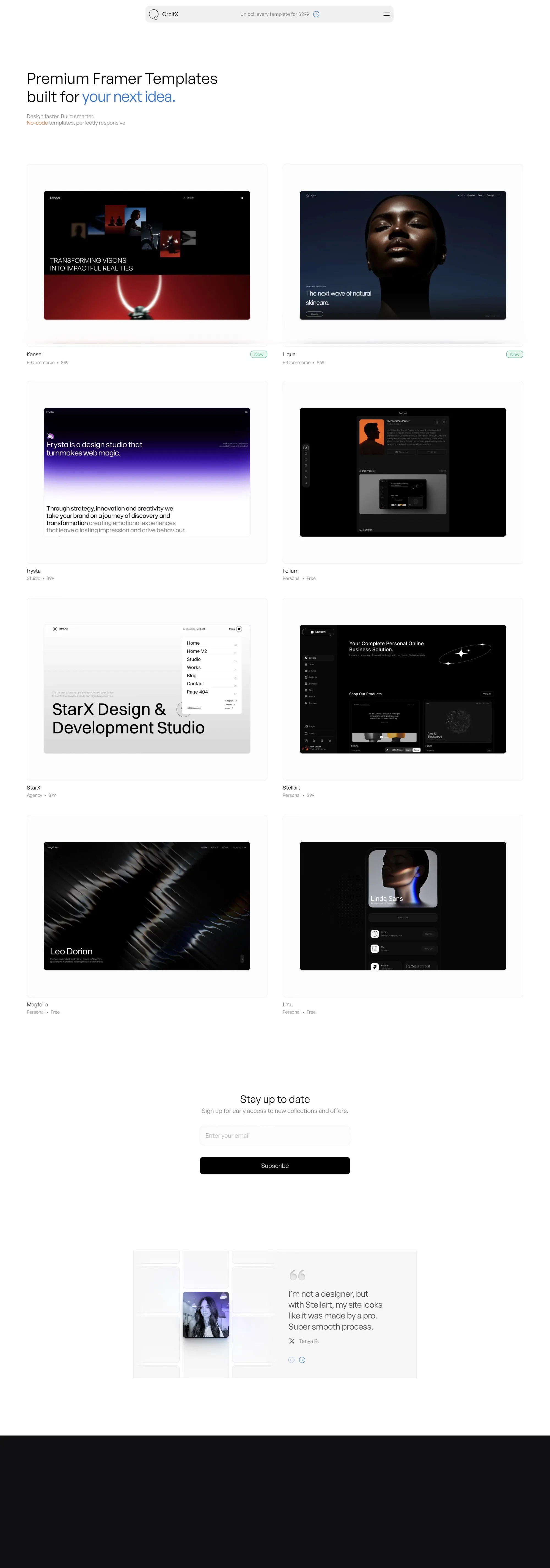 Orbitx.supply - framer template store - Template design