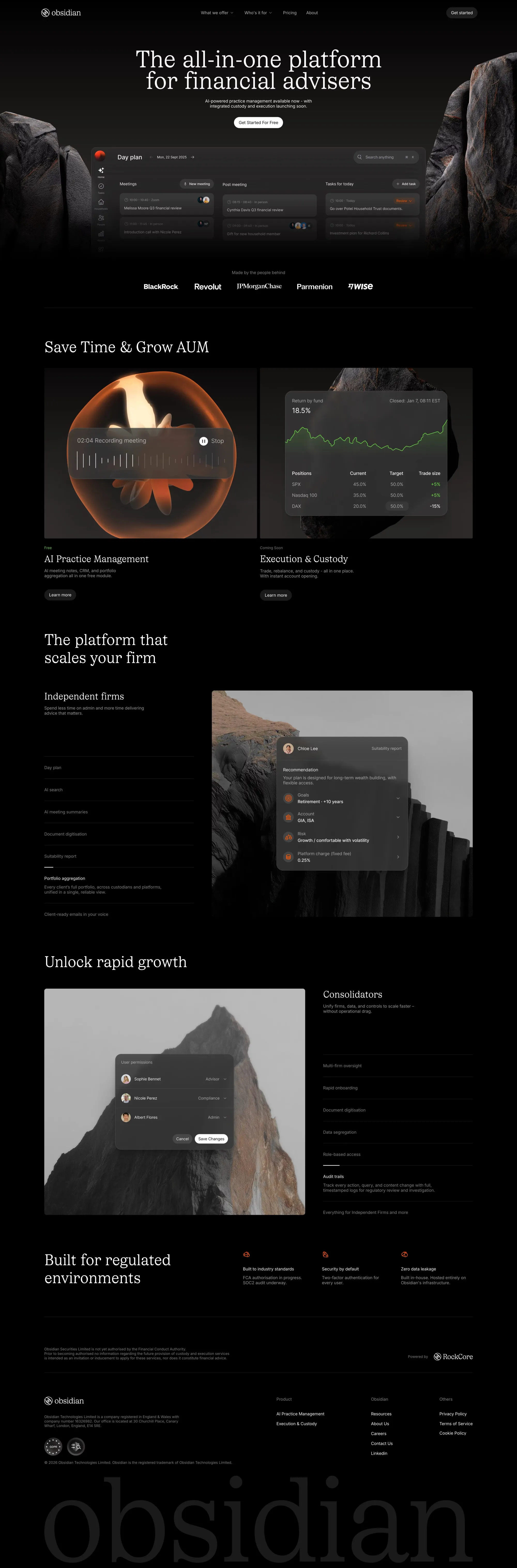 Obsidian - Landing design