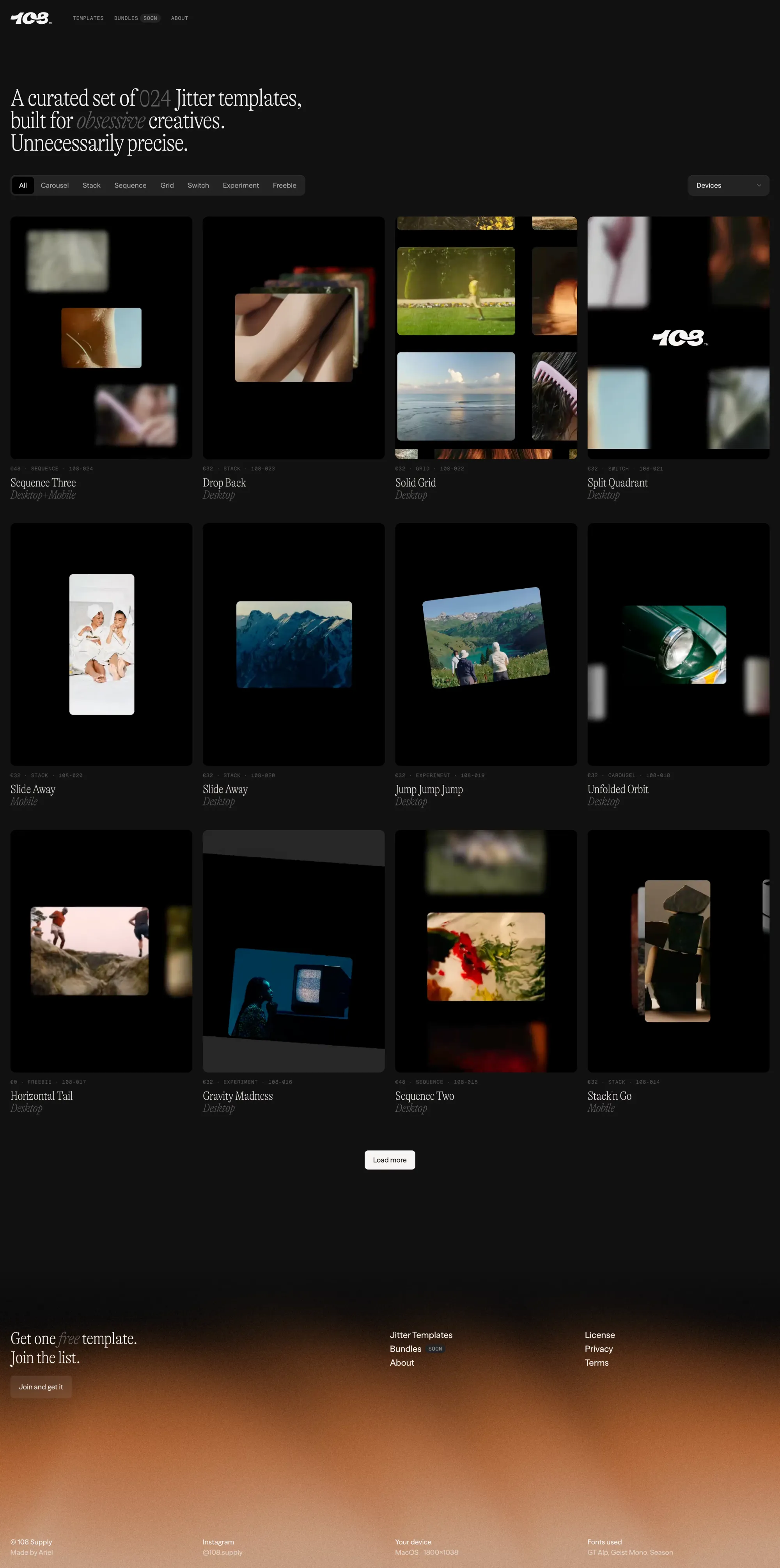 108™ Supply — Motion Templates for Jitter - Other design