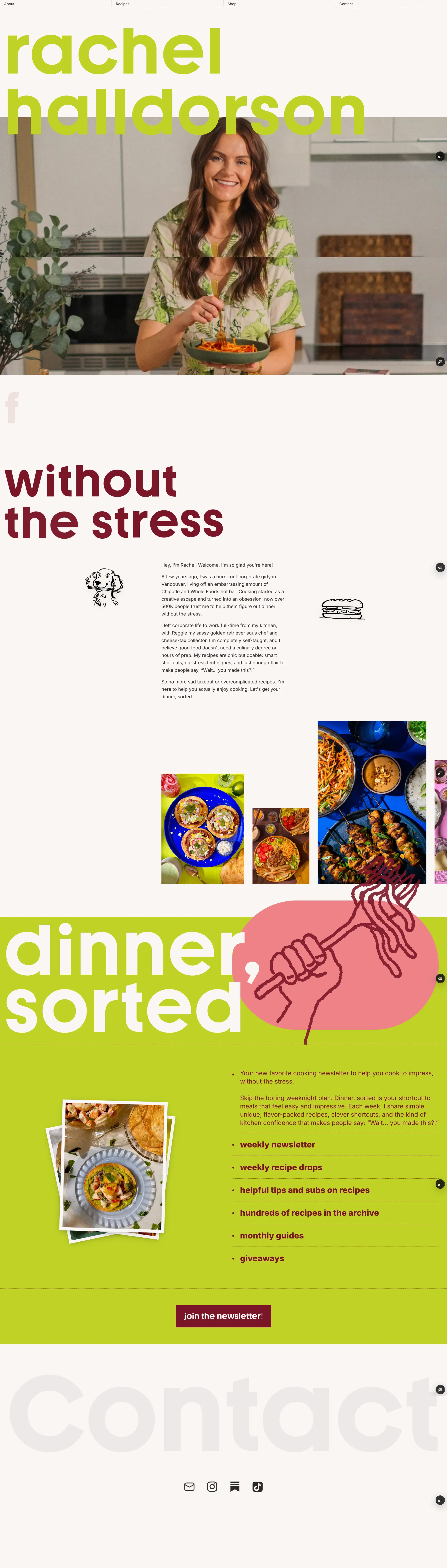 Rachel Halldorson - Recipe Creator - Landing design