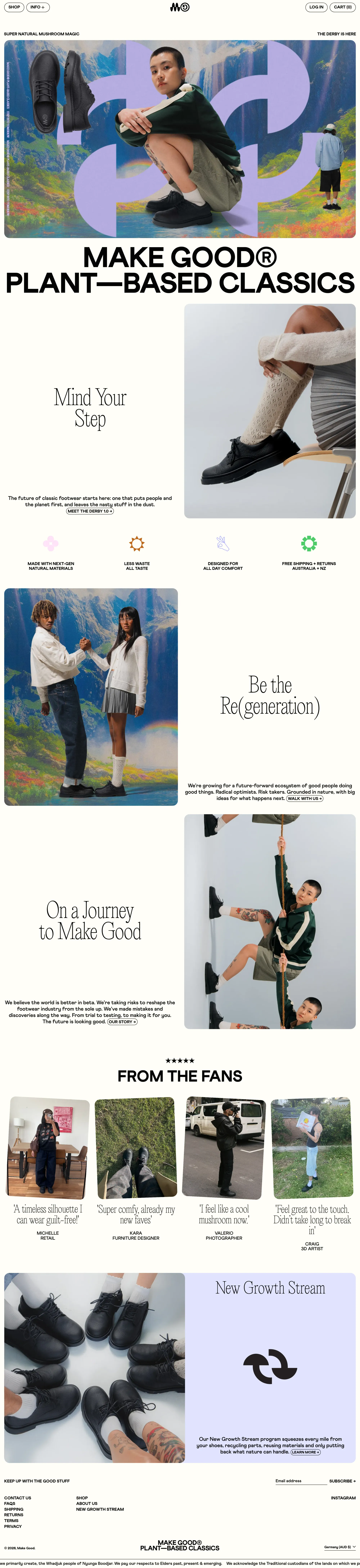 Sustainable Shoes Made From Nature • Make Good® - Ecommerce design