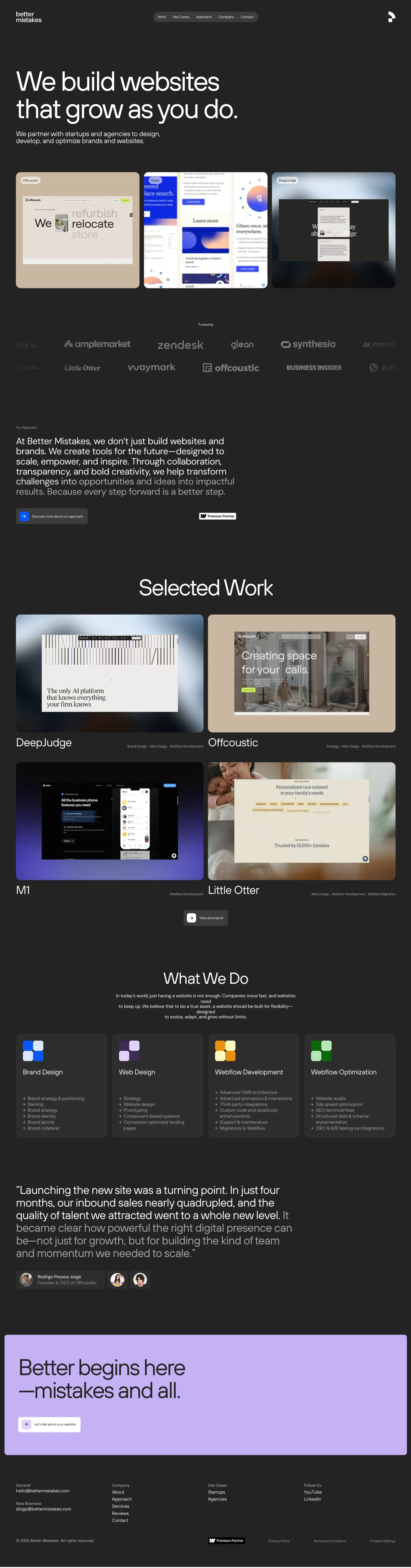 Better Mistakes | Web Design & Webflow Development Agency - Portfolio design