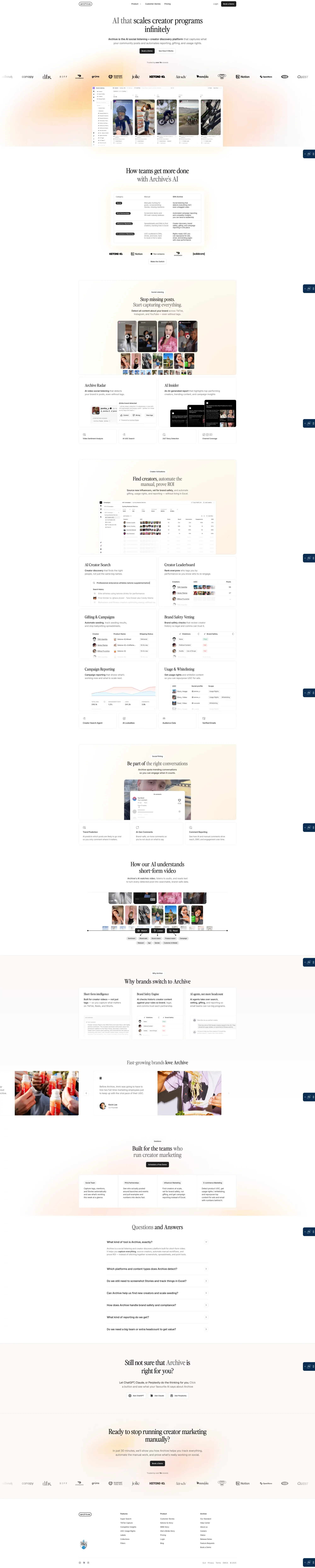 Archive | Influencer Marketing Platform - Landing design