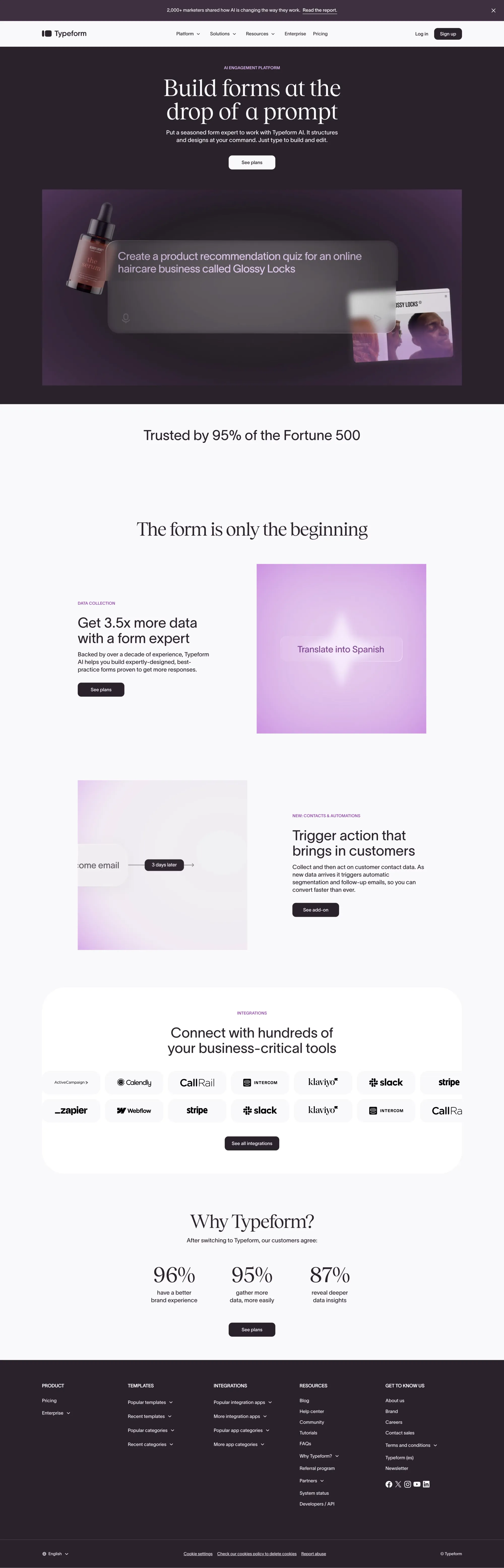 Typeform: People-Friendly Forms and Surveys - Landing design