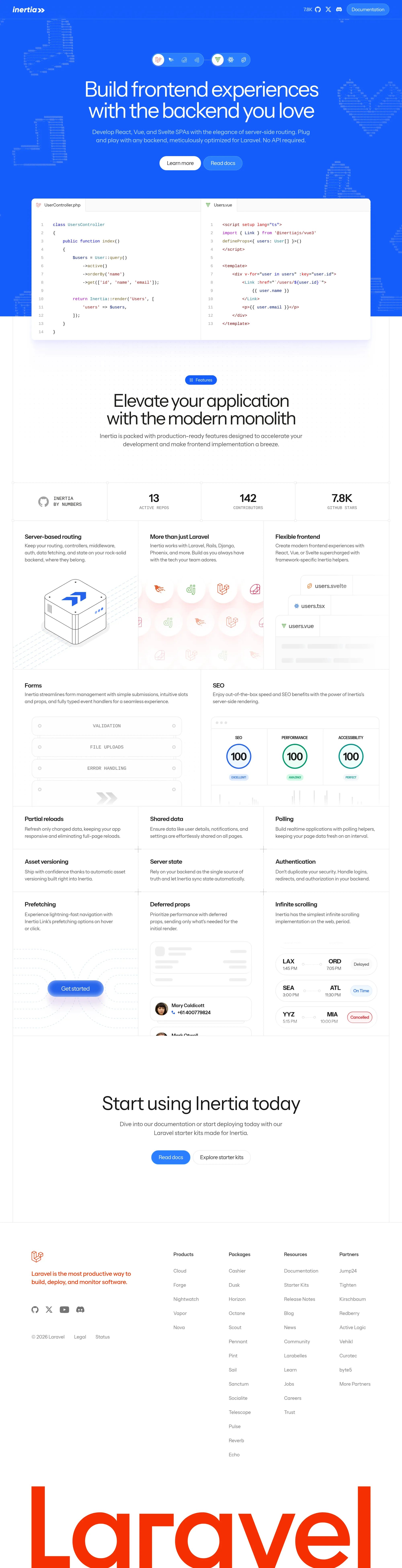Inertia.js - The Modern Monolith - Landing design