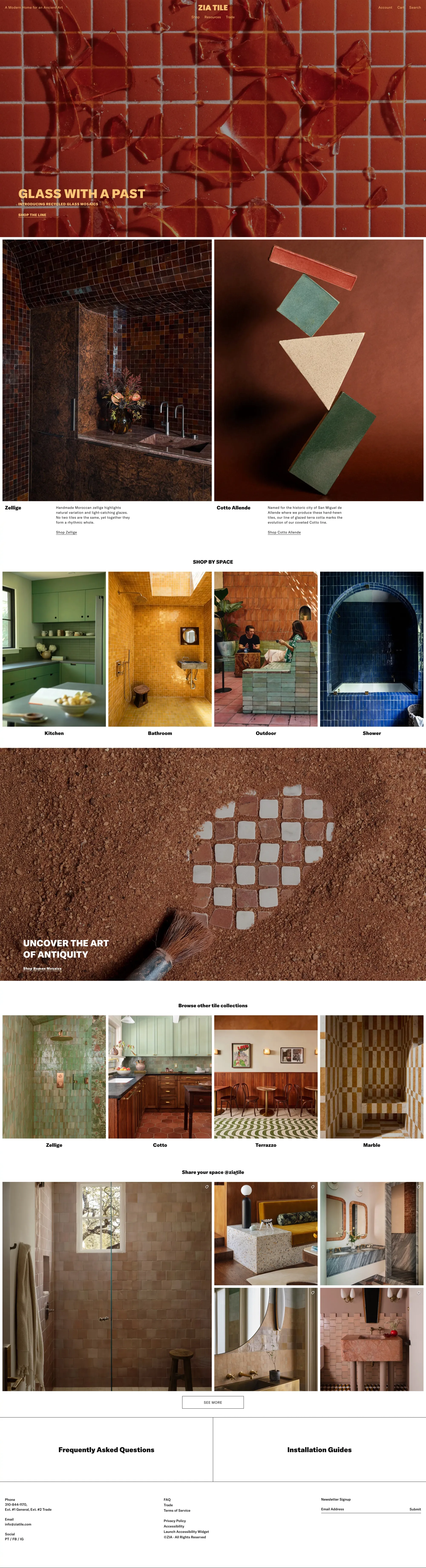 Zia Tile | Handmade Artisanal Tile and Stone from Around the World - Ecommerce design