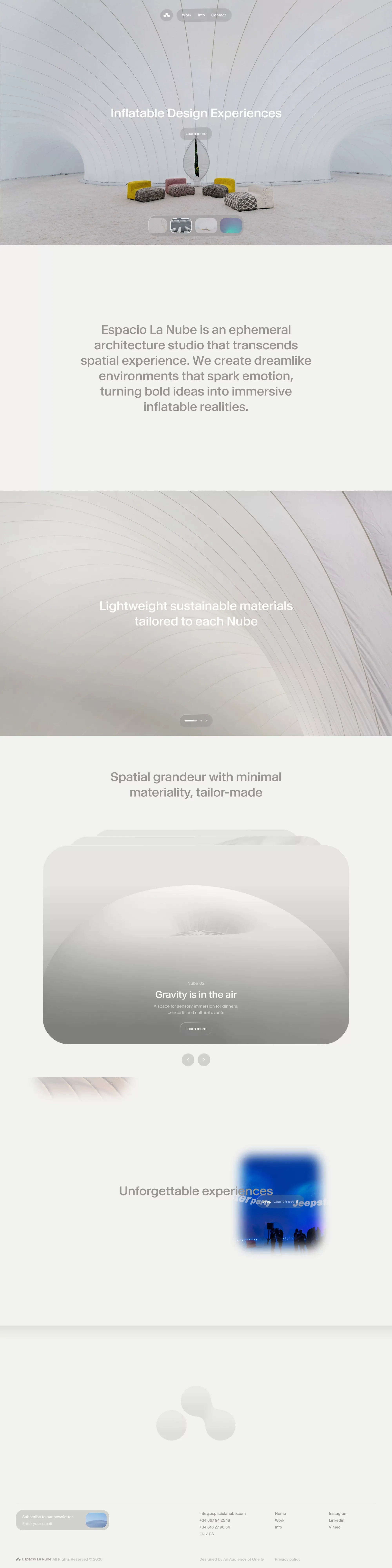 Espacio La Nube | Ephemeral inflatable structures for events - Portfolio design