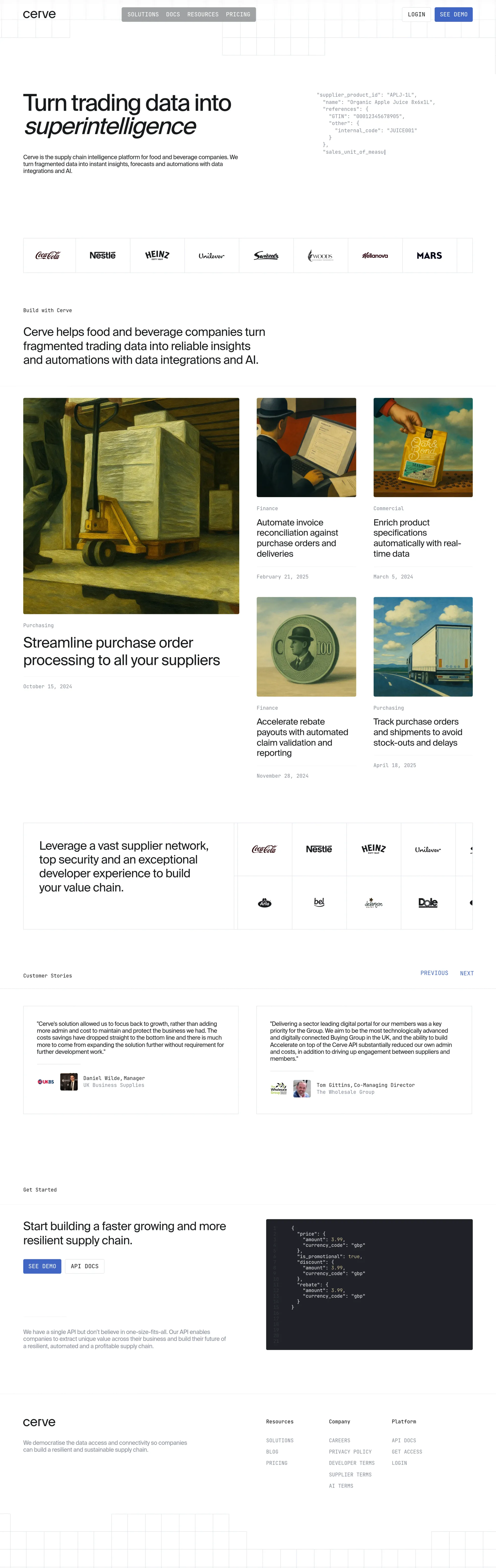 Cerve | Digitally-enabled supply chain - Landing design