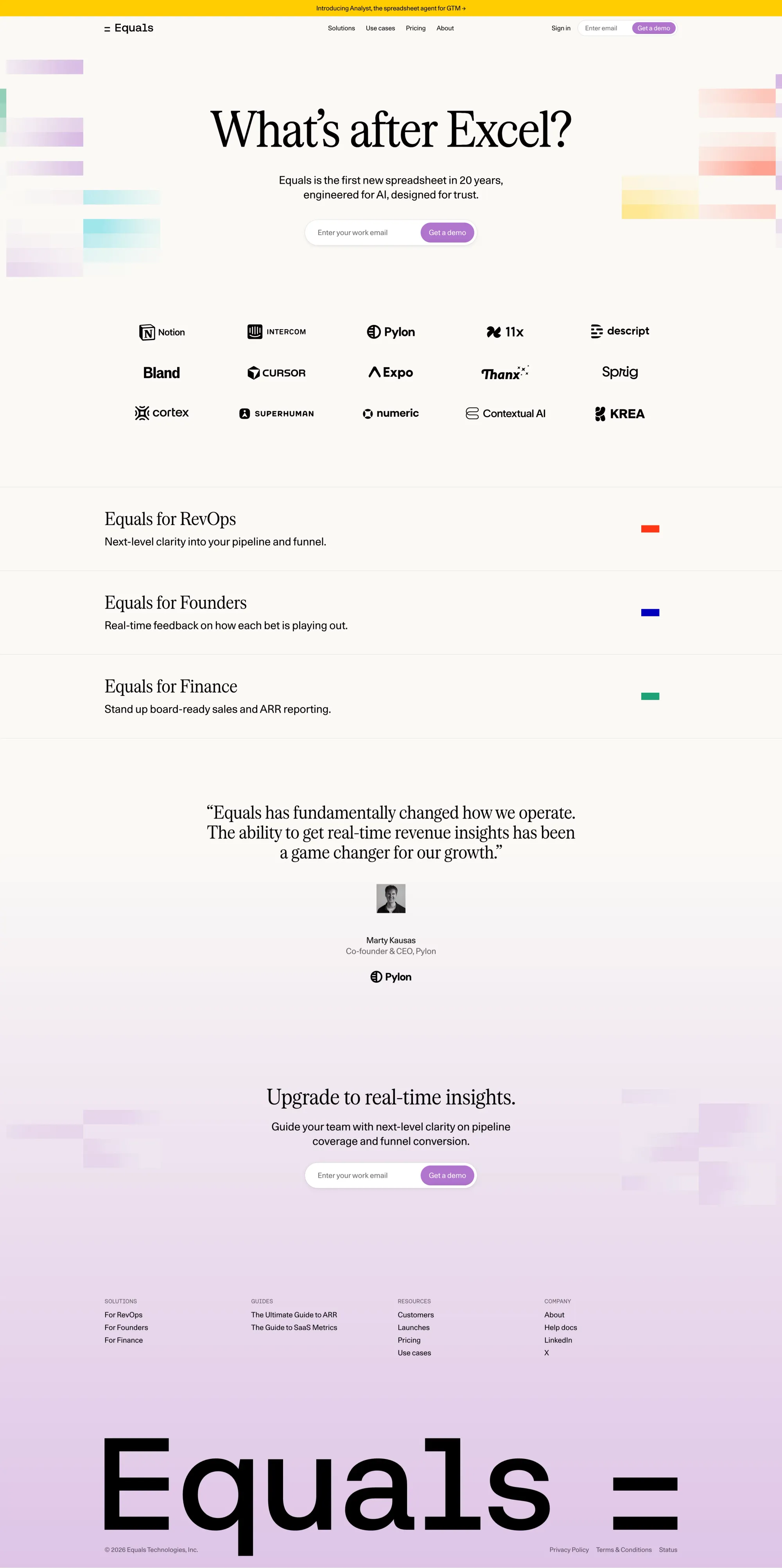 GTM analytics | Equals - Landing design