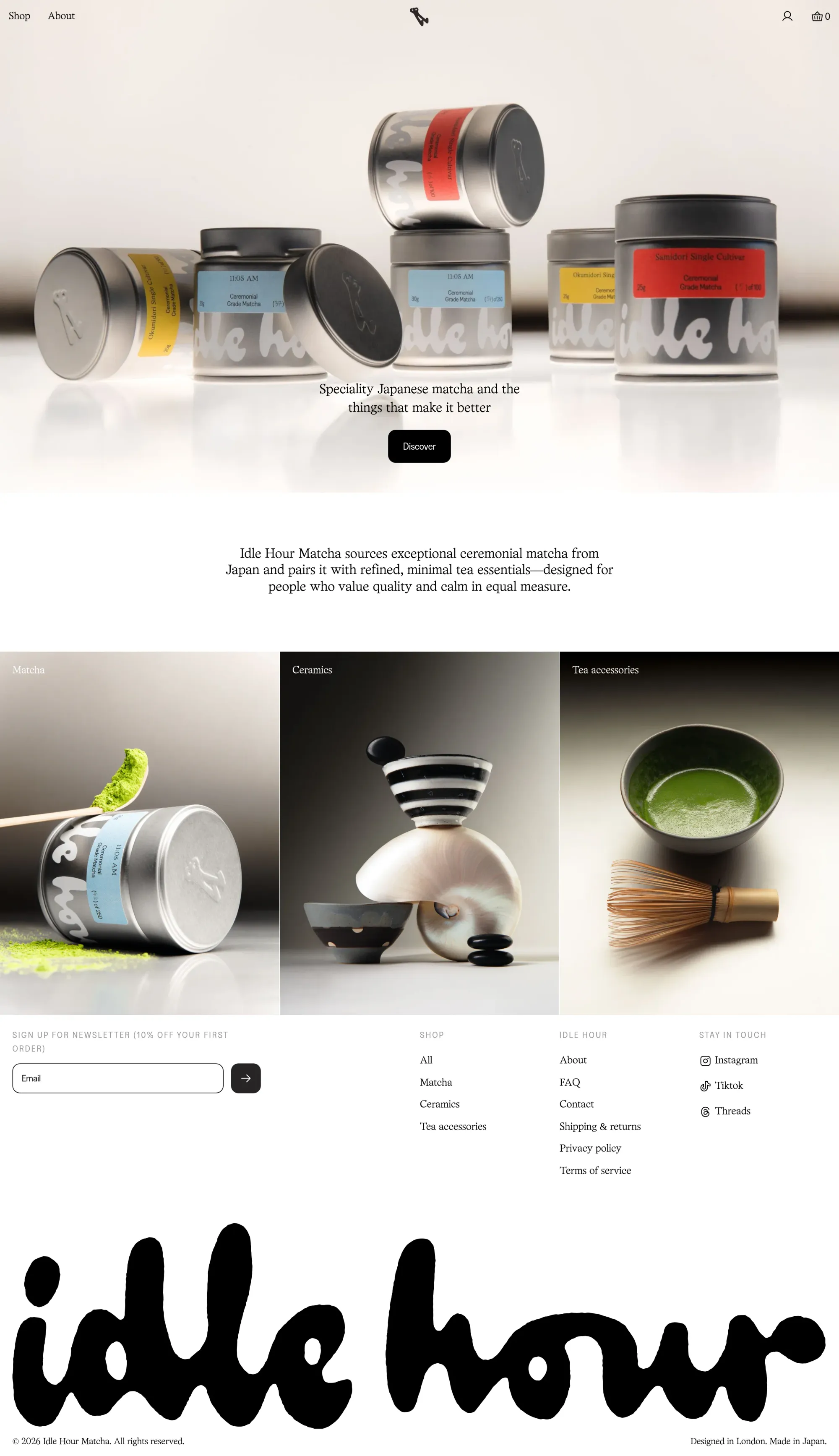 Idle Hour Matcha - Ecommerce design
