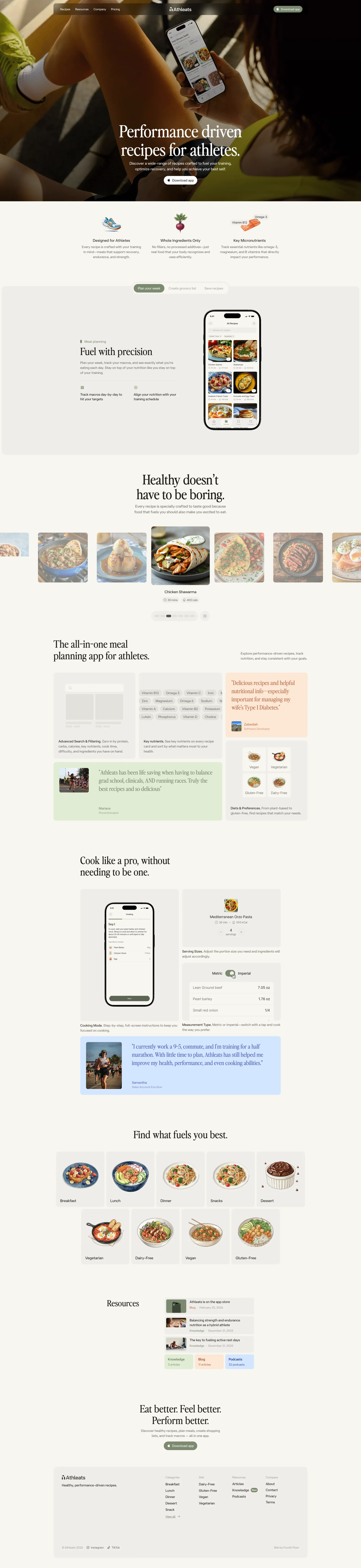 Athleats | Healthy, performance driven recipes for athletes - Landing design