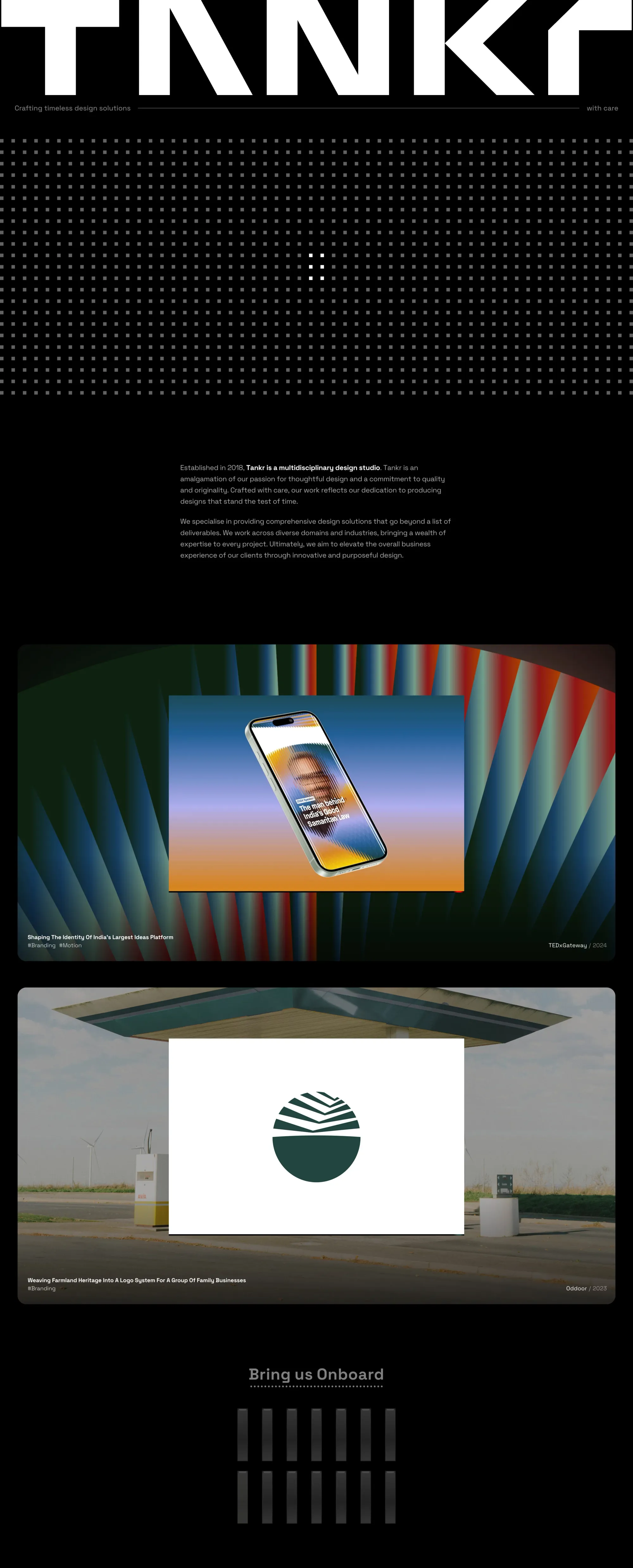 Tankr - Design Studio - Portfolio design