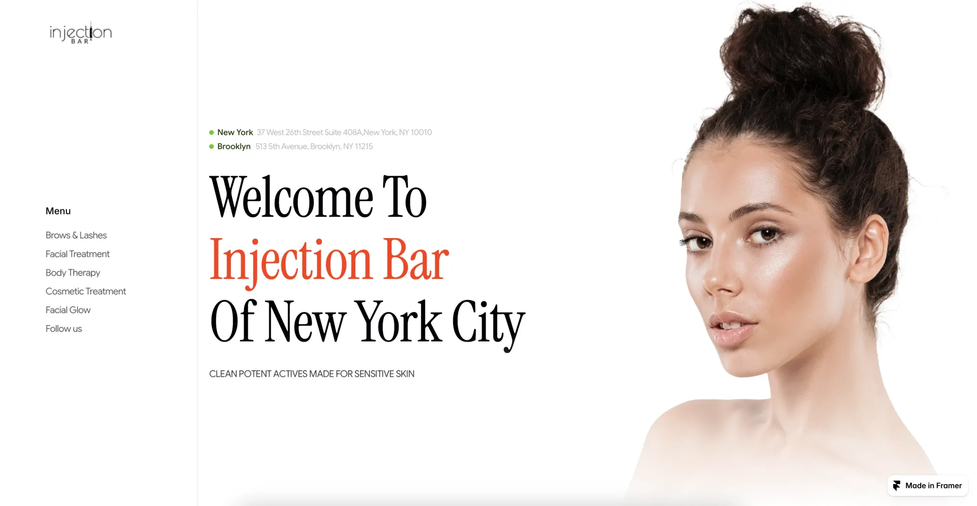 Injection Bar - Beauty and Spa - Landing design