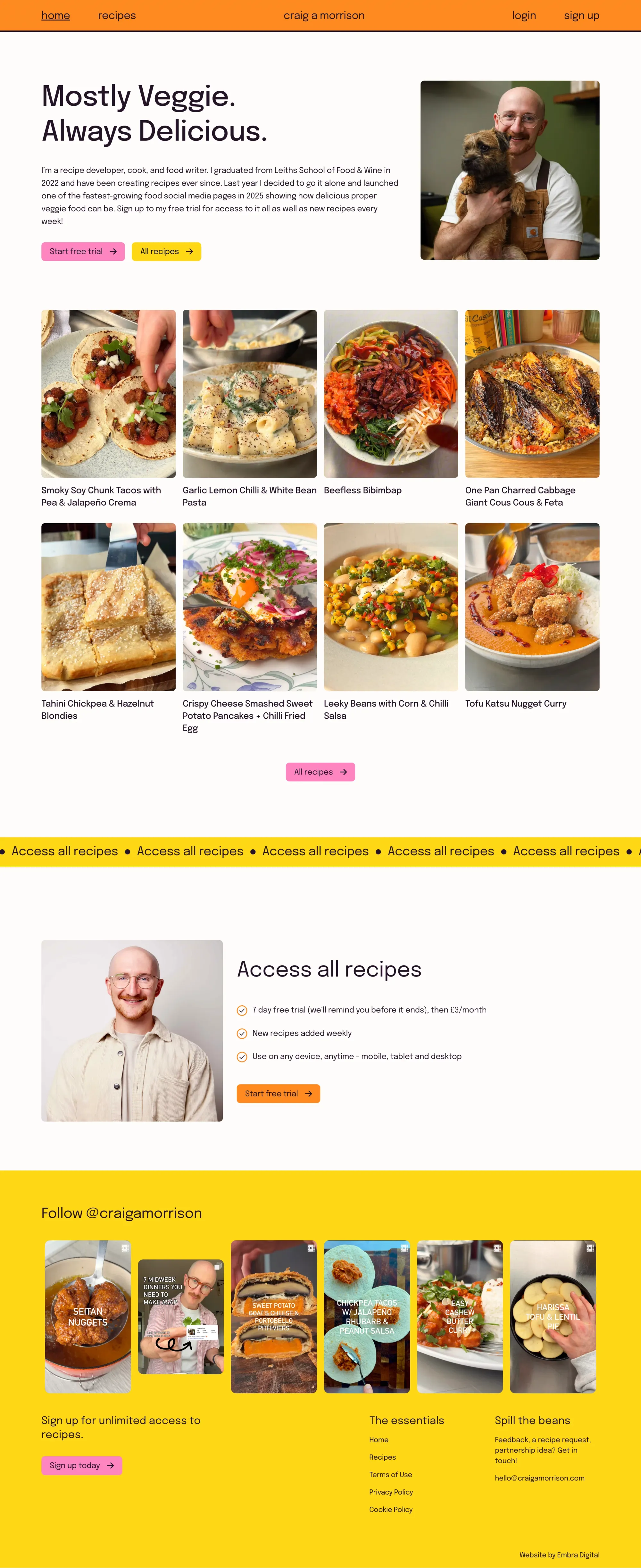 Vegetarian Recipes | Craig A Morrison - Landing design