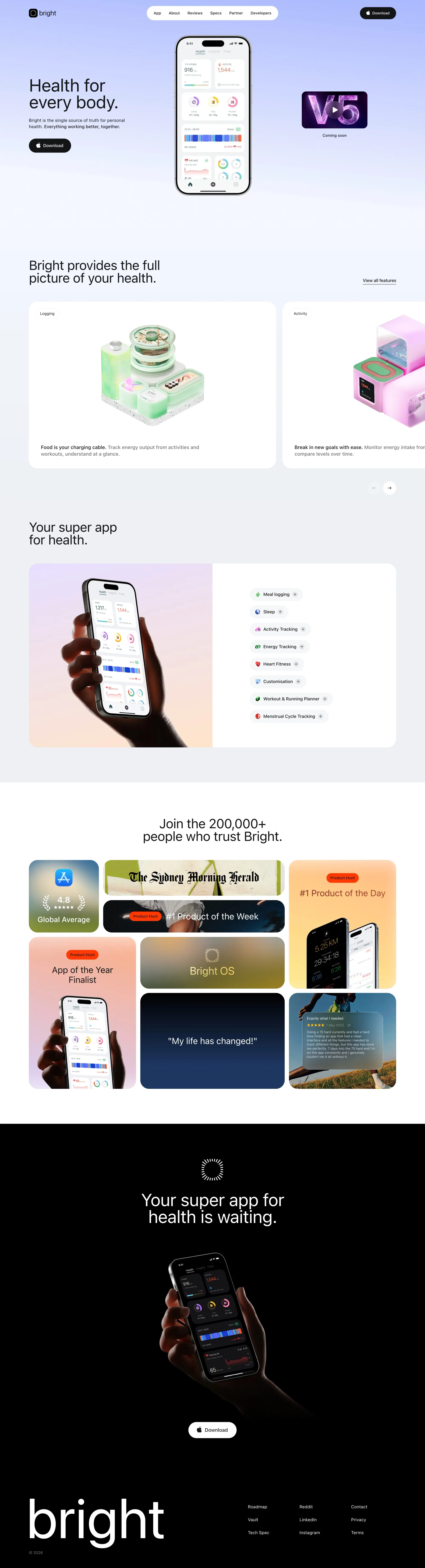 Bright OS | Your Super App for Health - Landing design