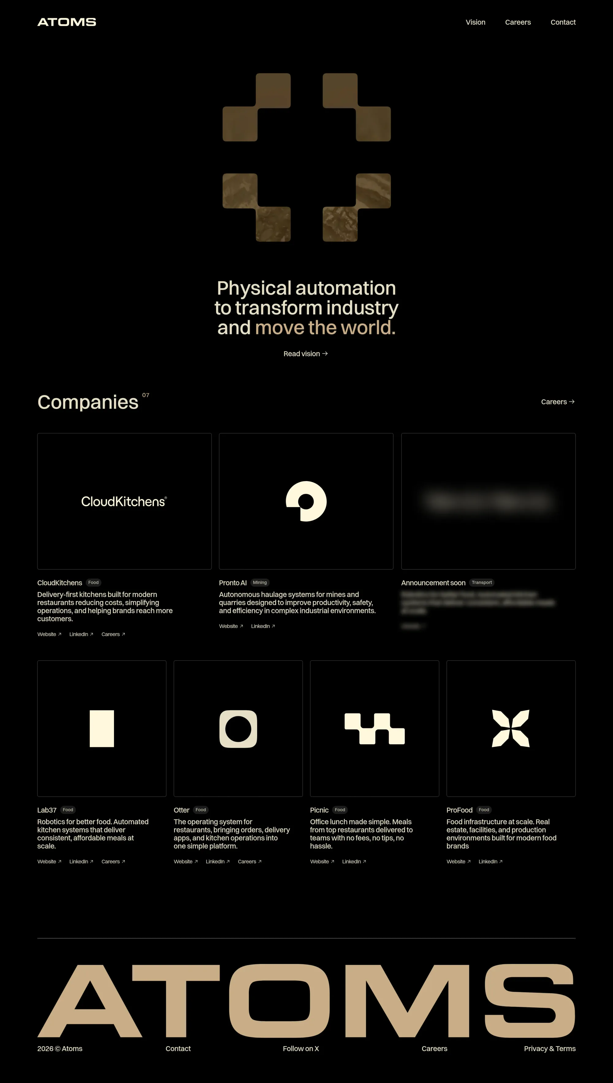 Atoms - Landing design