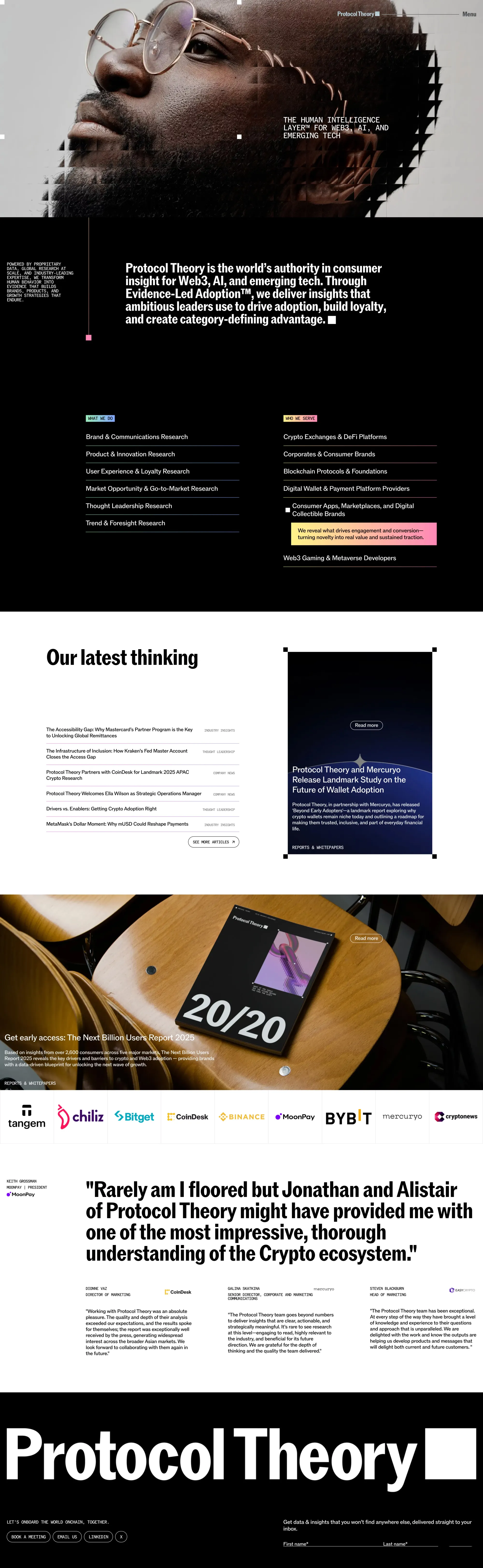 Protocol Theory |  Protocol Theory | Evidence-Based Consumer Insight for Web3, AI, and Emerging Tech - Portfolio design