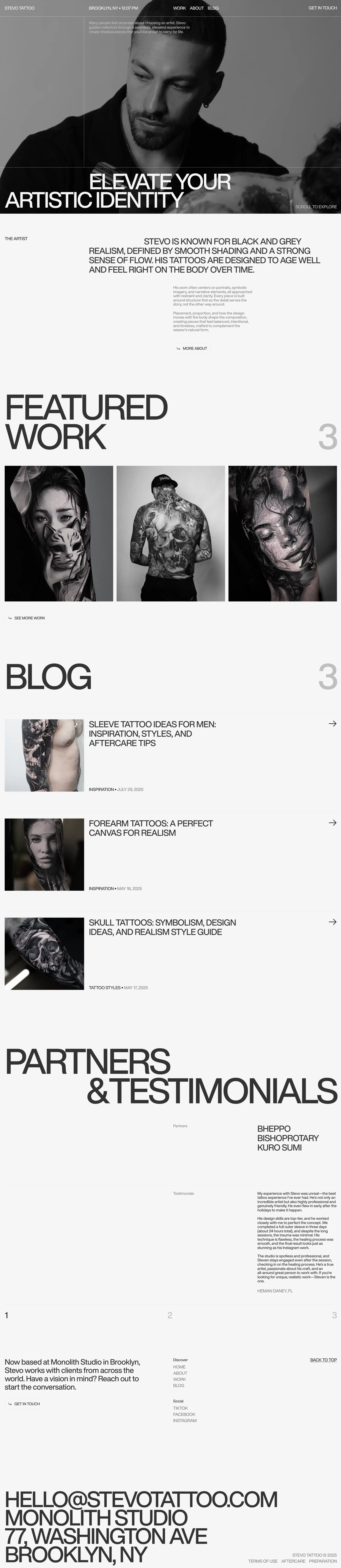 Stevo Tattoo | World-Renowned Realism Tattoo Artist NYC - Portfolio design