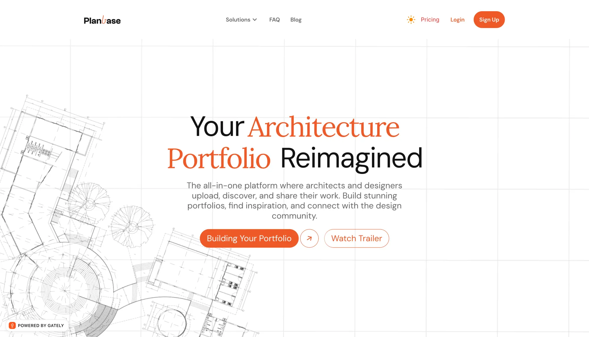 Planbase - Architecture Portfolio Platform - Landing design