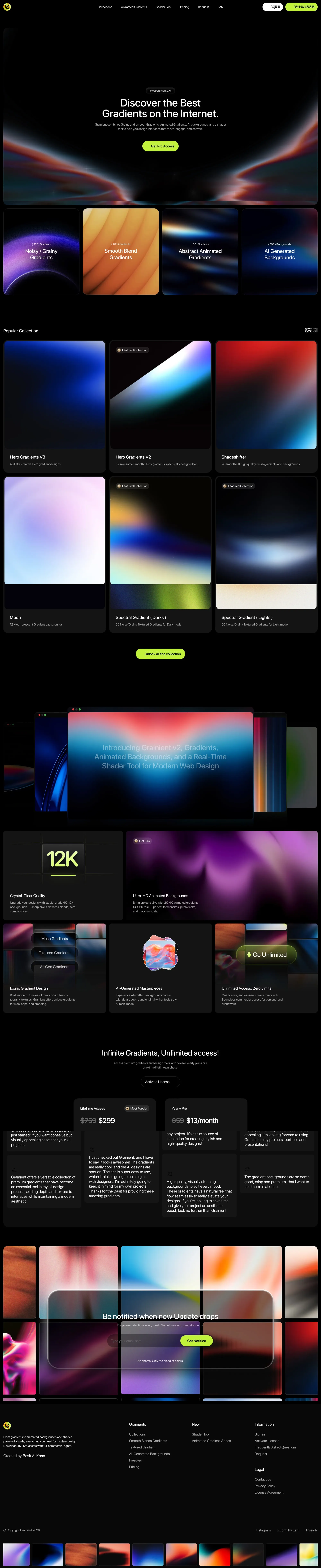 Unlimited Gradients and AI-Generated Backgrounds - Landing design