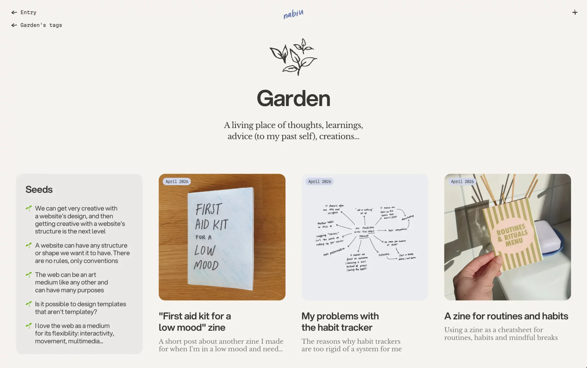 Garden â Nabiu Studio - Blog design