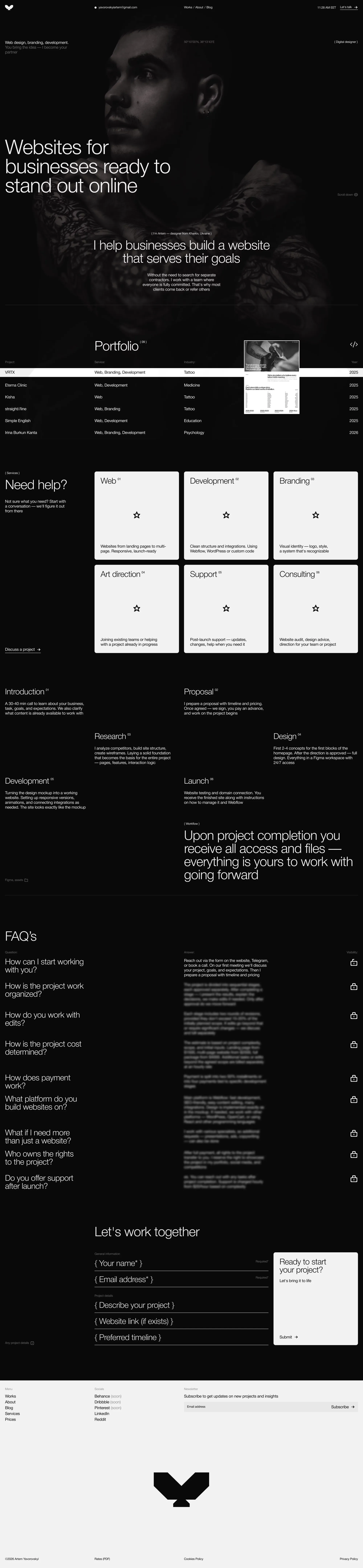 Artem Yavorovskyi — Web-designer & Trusted partner - Portfolio design