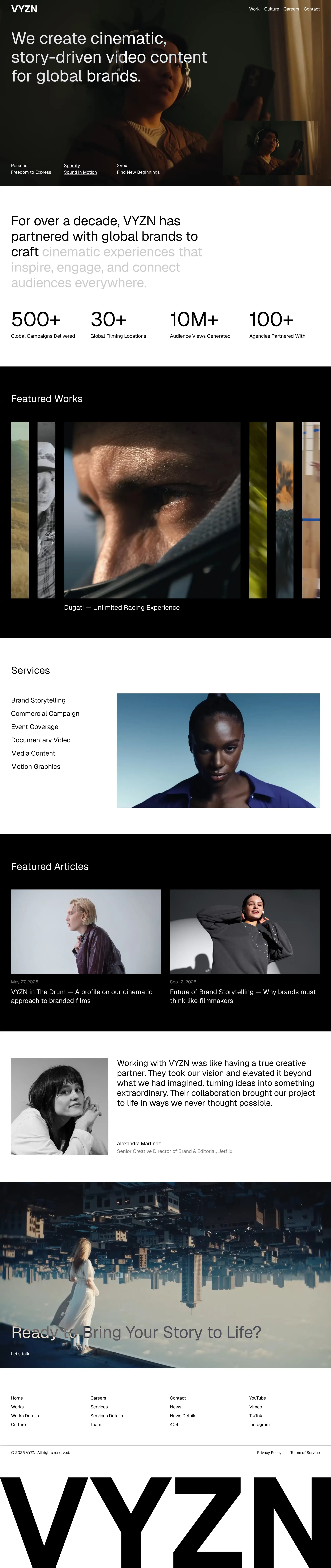 VYZN â Cinematic Video Production Agency Template - Template design
