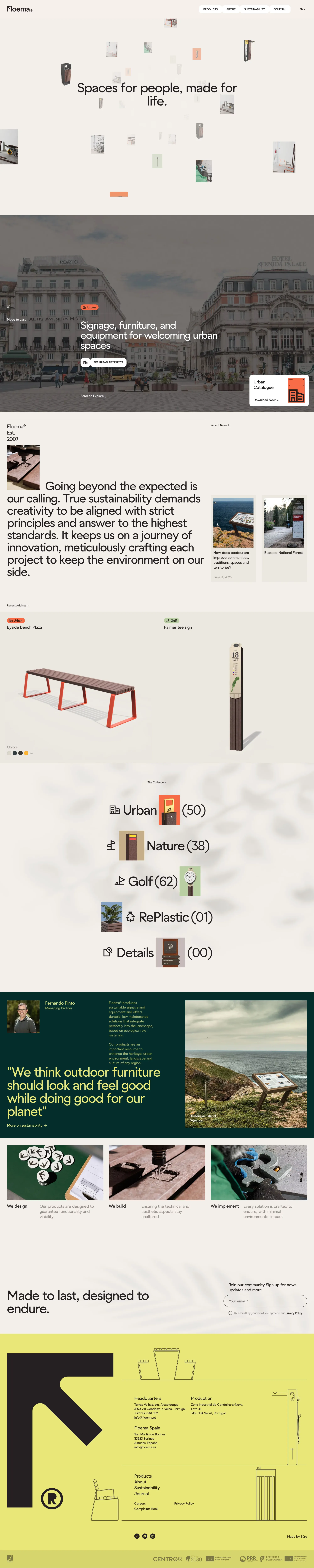 Floema® - Spaces for people, made for life. - Landing design