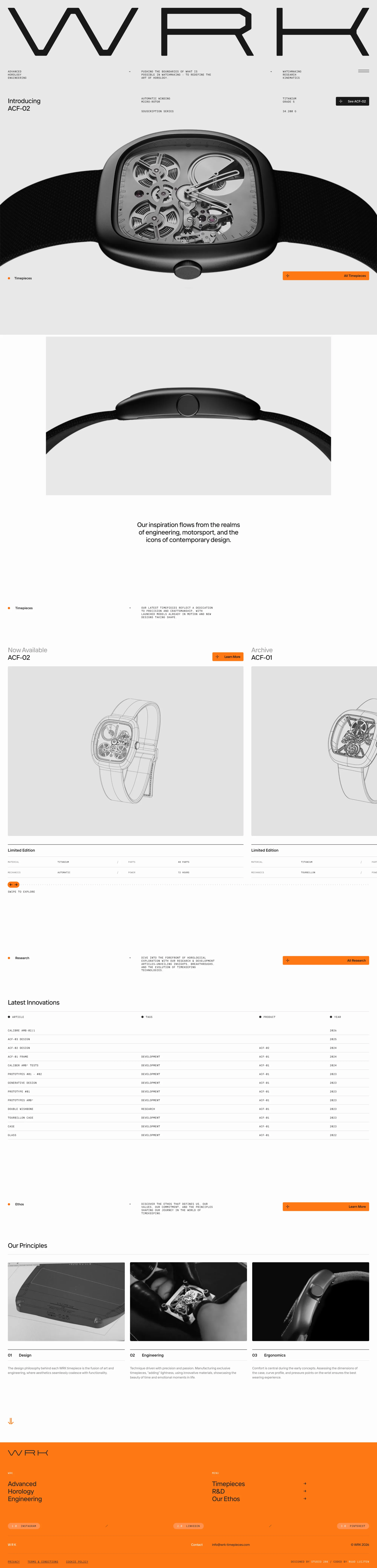 Advanced Horology Engineering | WRK | Swiss Made - Landing design