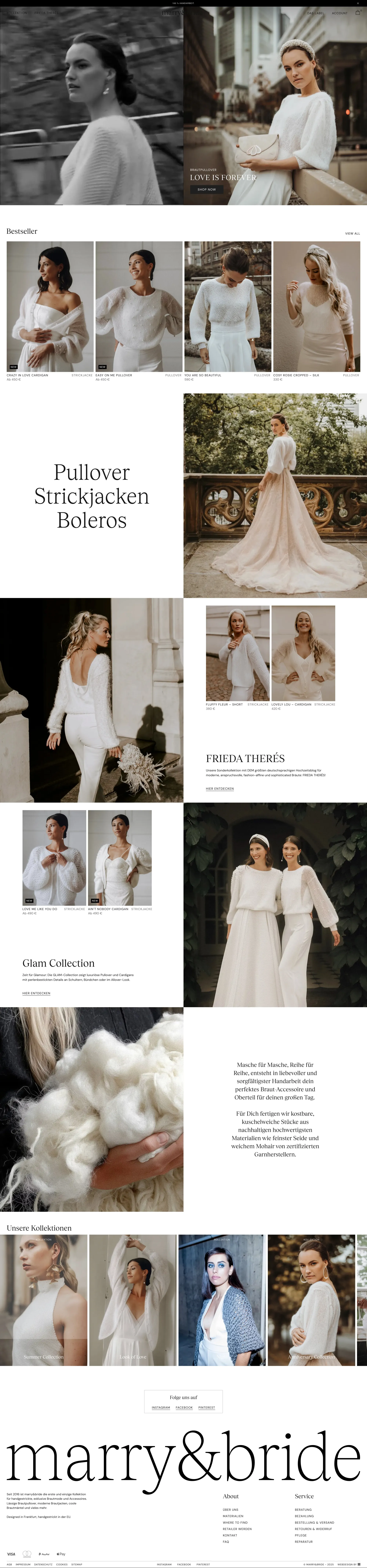 marry&bride - Handgemachte Hochzeitsstrickmode für dich - Ecommerce design