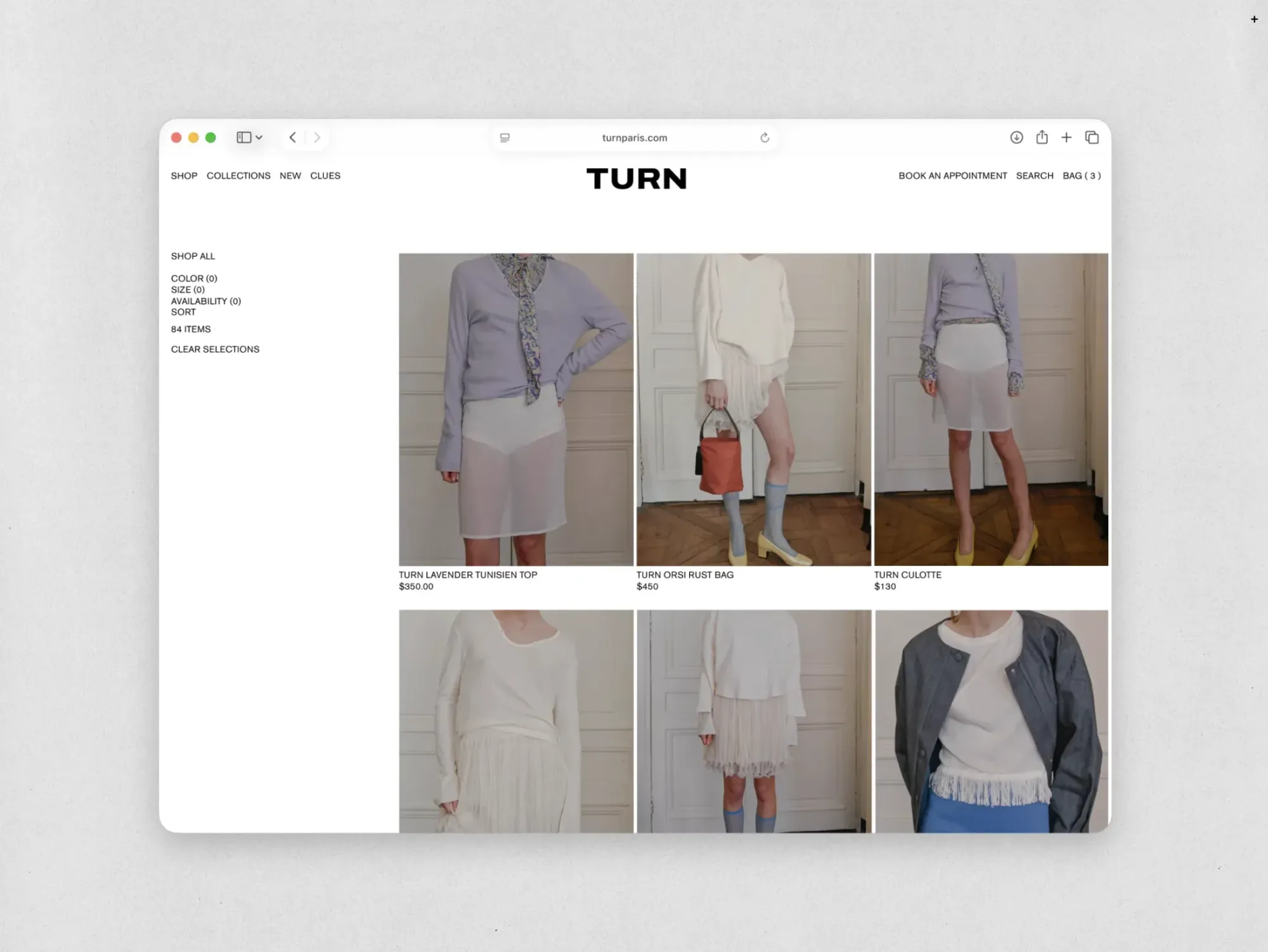 TURN PARIS - Ecommerce design