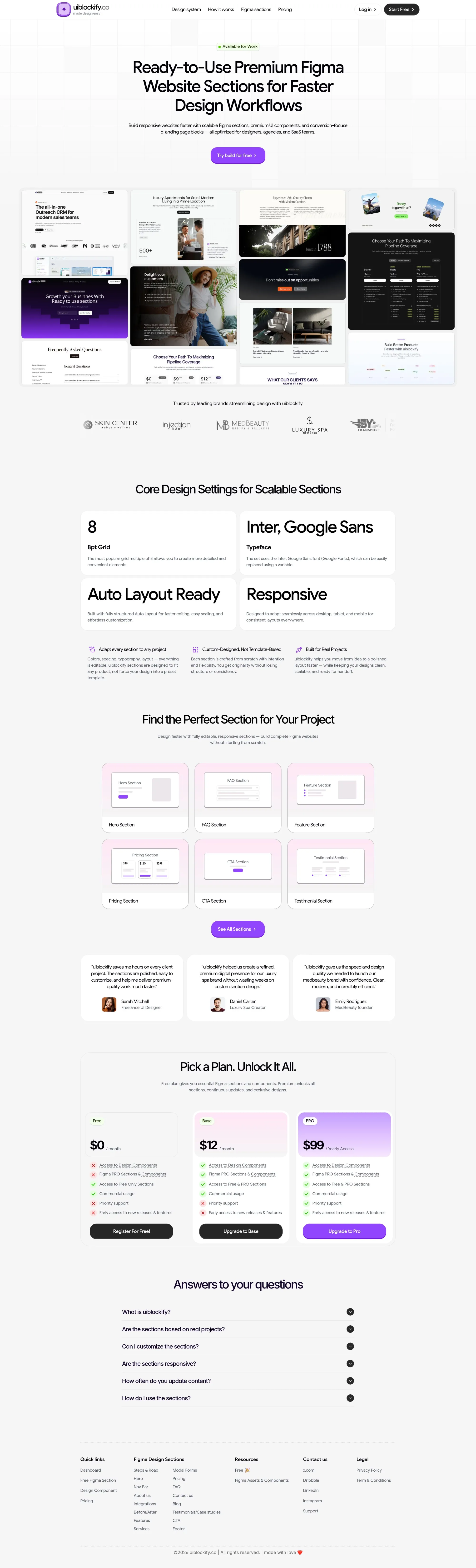 Premium Figma Website Sections & UI Components | Build Faster with uiblockify - Product page design