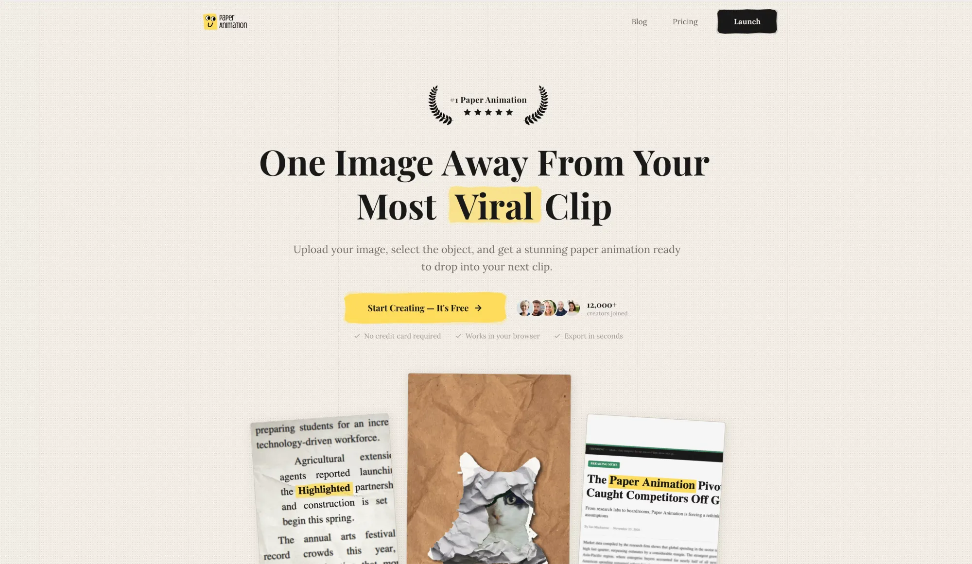 Paper Animation — One Image Away From Your Most Viral Clip - Product page design