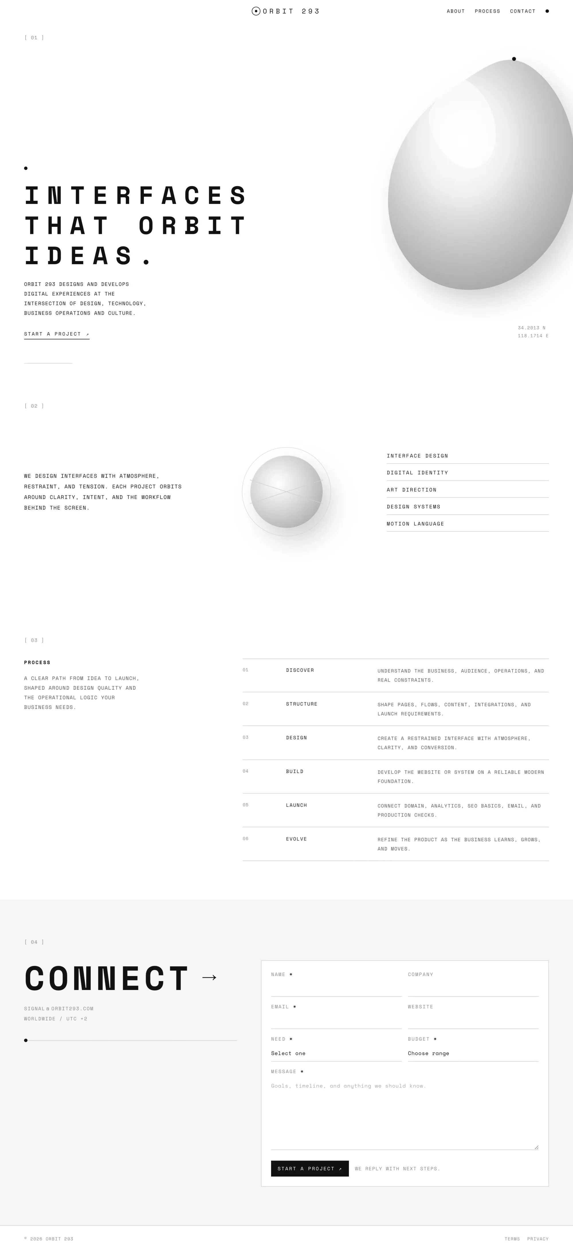 Orbit 293 — Interfaces That Orbit Ideas - Landing design