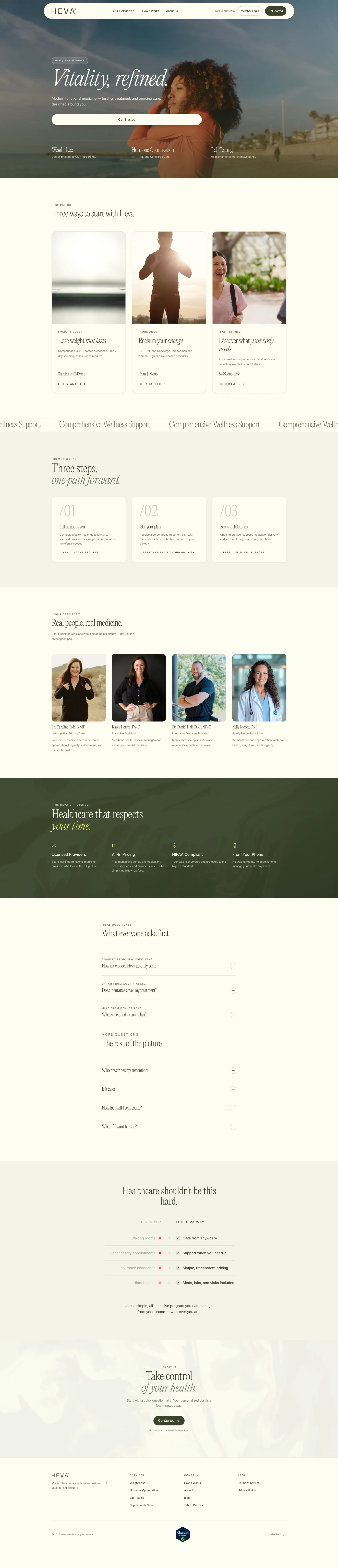 Modern Functional Medicine | Heva Health - Landing design