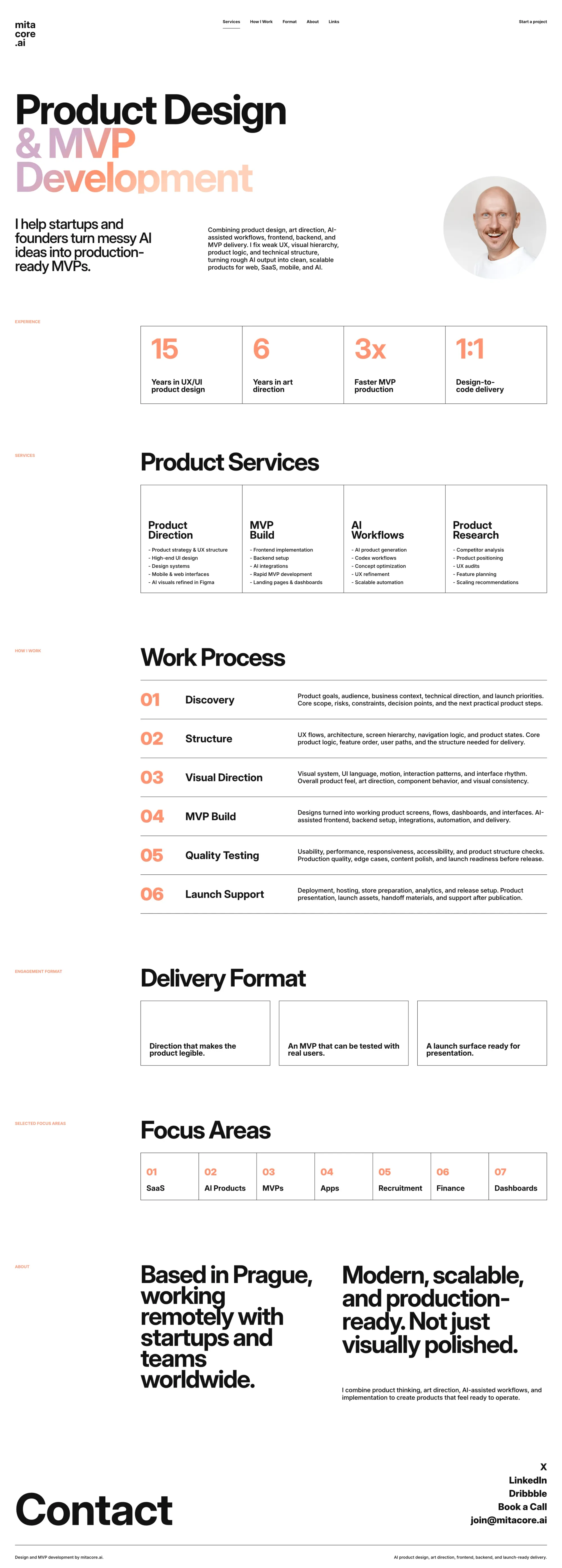 mitacore.ai - AI Product Design & MVP Development - Landing design