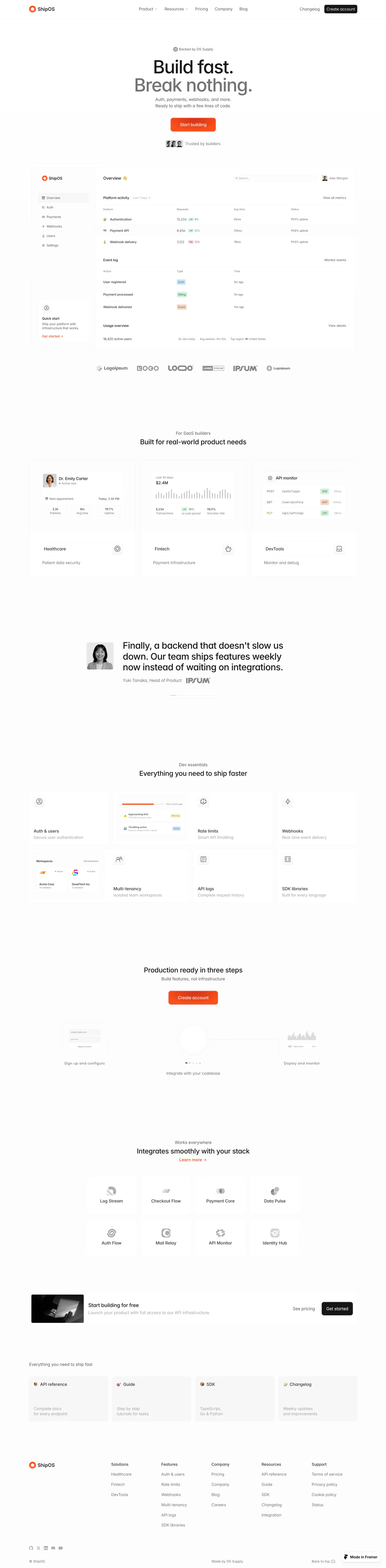 ShipOS - SaaS Framer Template - Template design