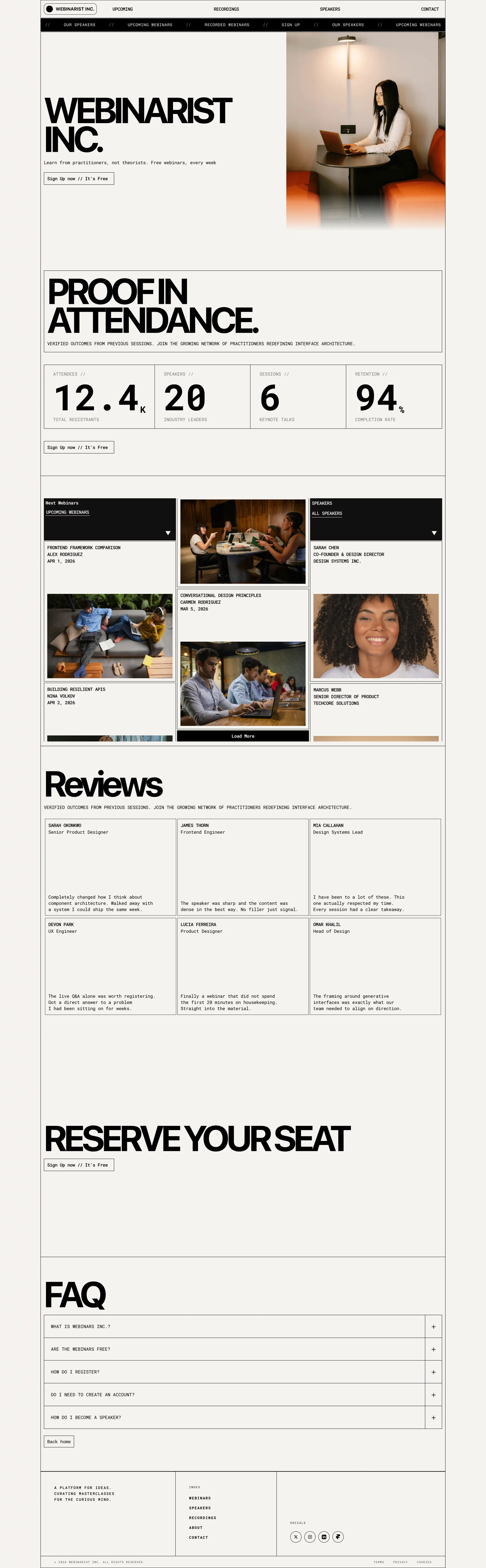 Webinarist - Brutalist Webinar & Sessions Template - Template design