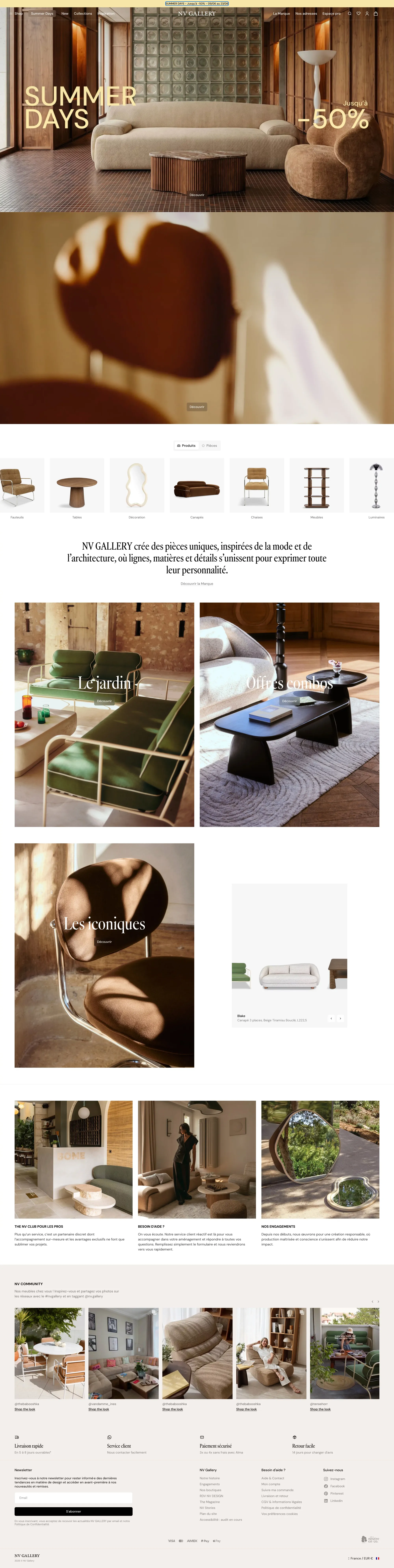 NV Gallery | Mobilier design & décoration contemporaine - Ecommerce design