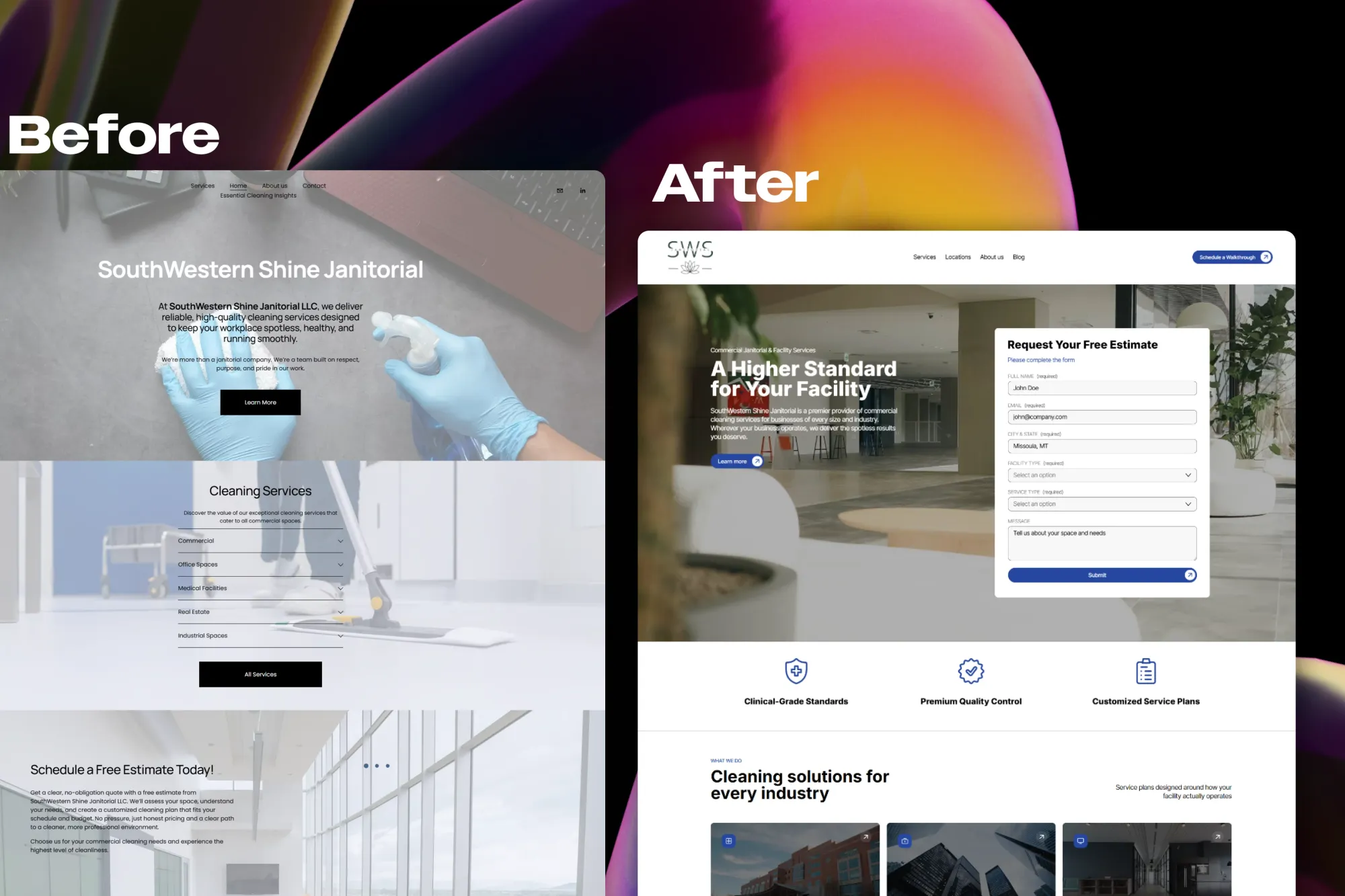 Commercial & Office Cleaning Services | SouthWestern Shine Janitorial - Case Study design