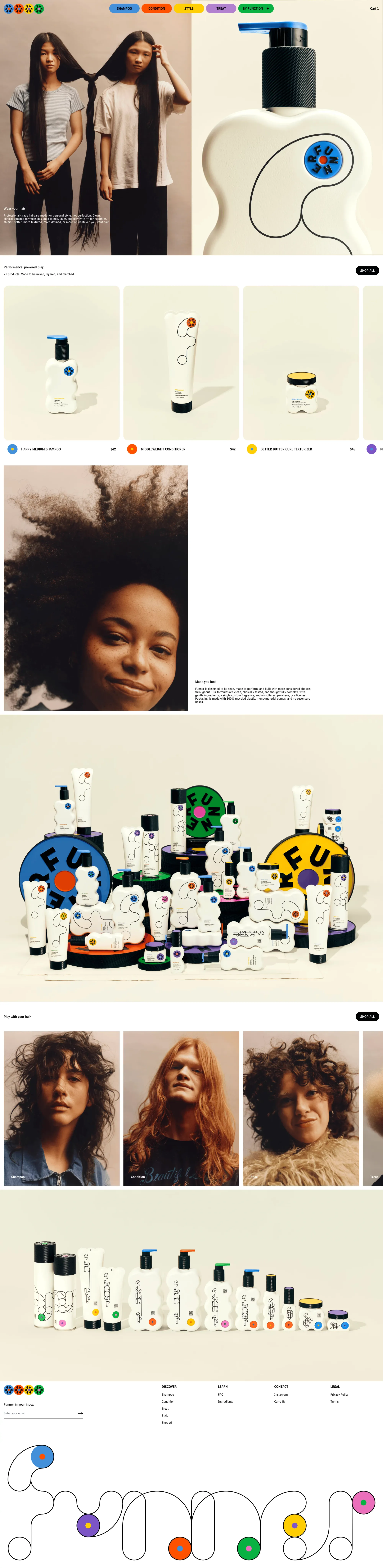 Funner | Professional Haircare for Hair You Want to Wear - Ecommerce design