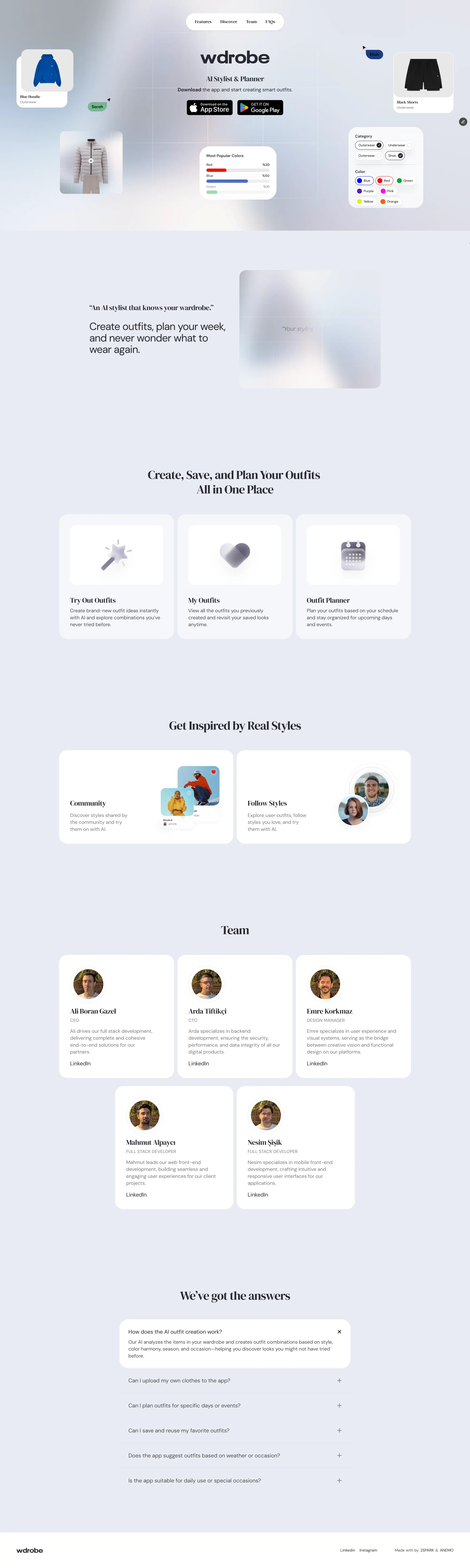Wdrobe â AI Stylist & Planner - Product page design