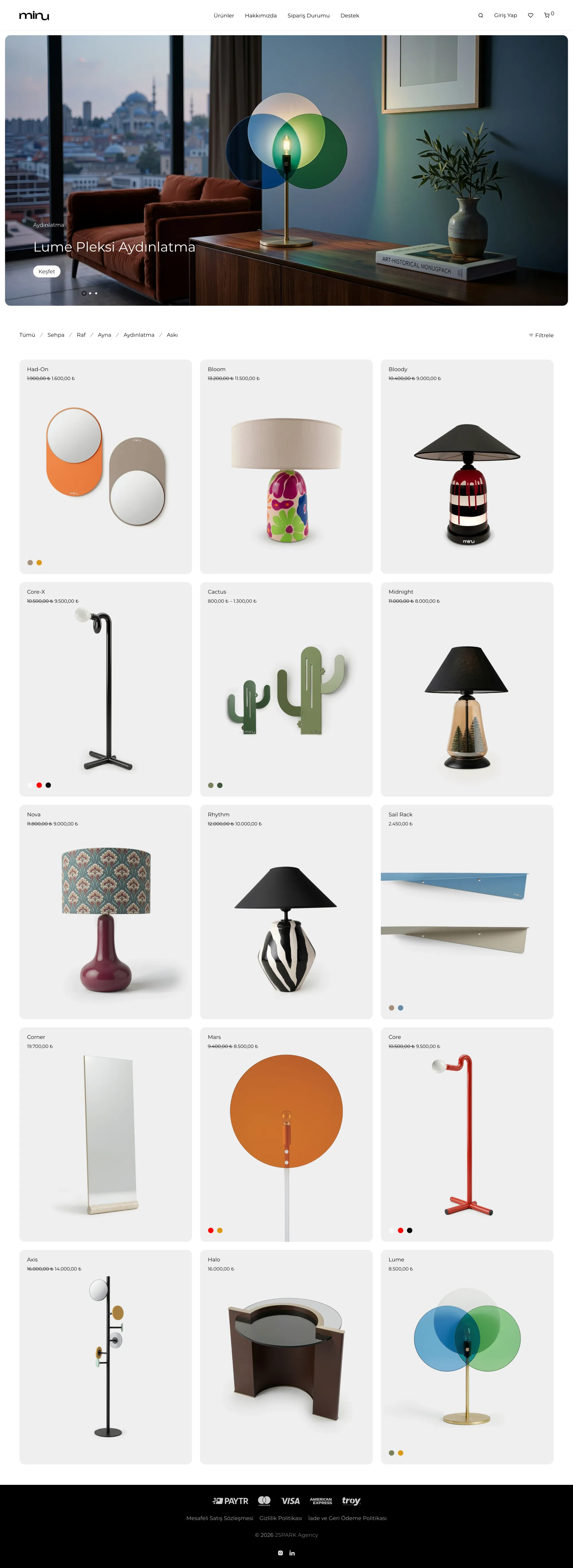 Mağaza - minu | Modern ve Minimalist Ev Aksesuarları - Ecommerce design