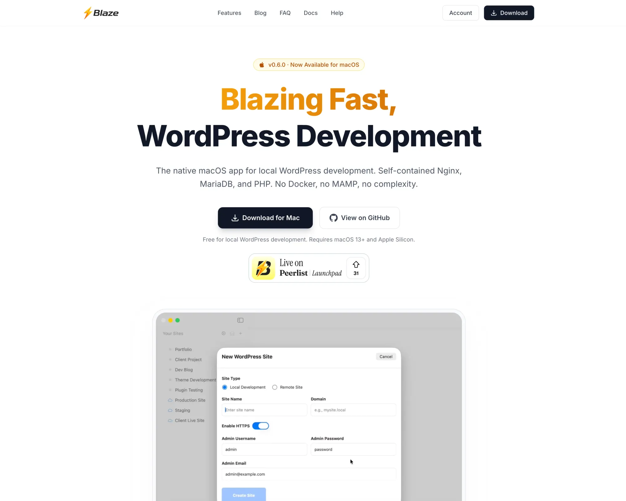 Blaze - Blazing Fast, WordPress Development - Landing design