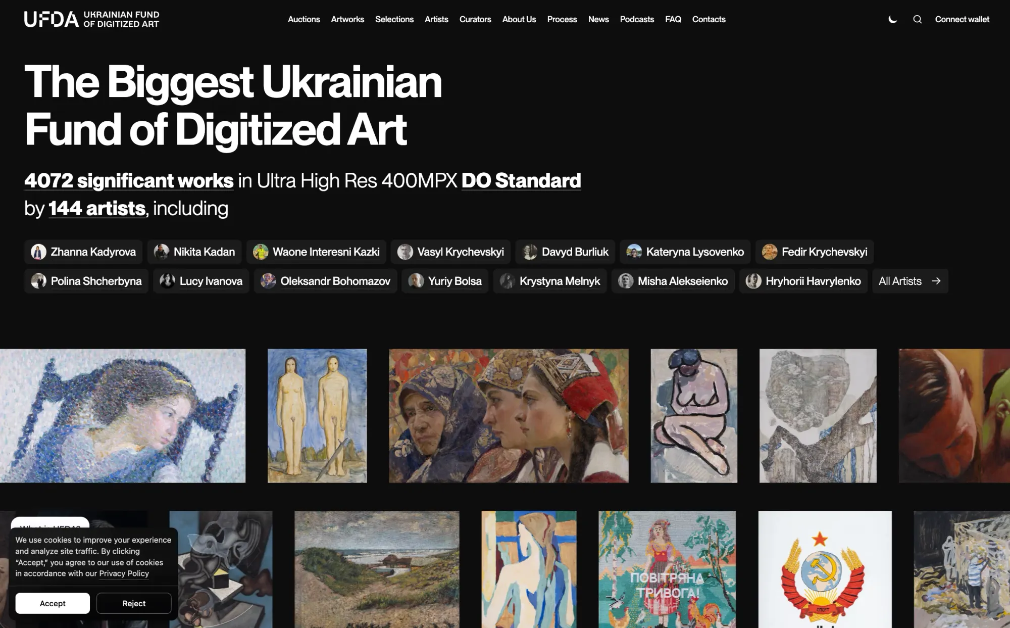 UFDA - Ukrainian Fund of Digitized Art: popular artworks, ongoing auctions, artist, contact information - on the Digital Original Store - Portfolio design