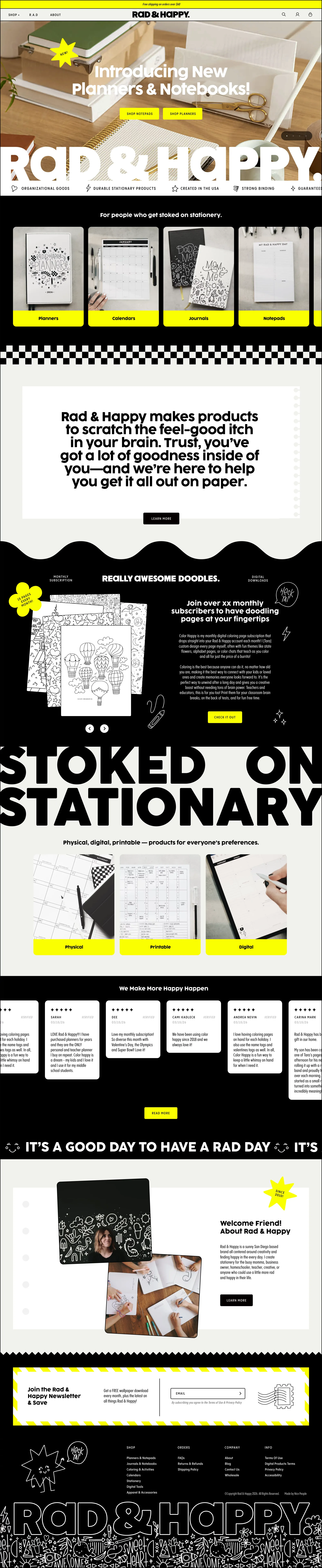 Rad & Happy | Journals & Planners for Moms & Educators - Ecommerce design