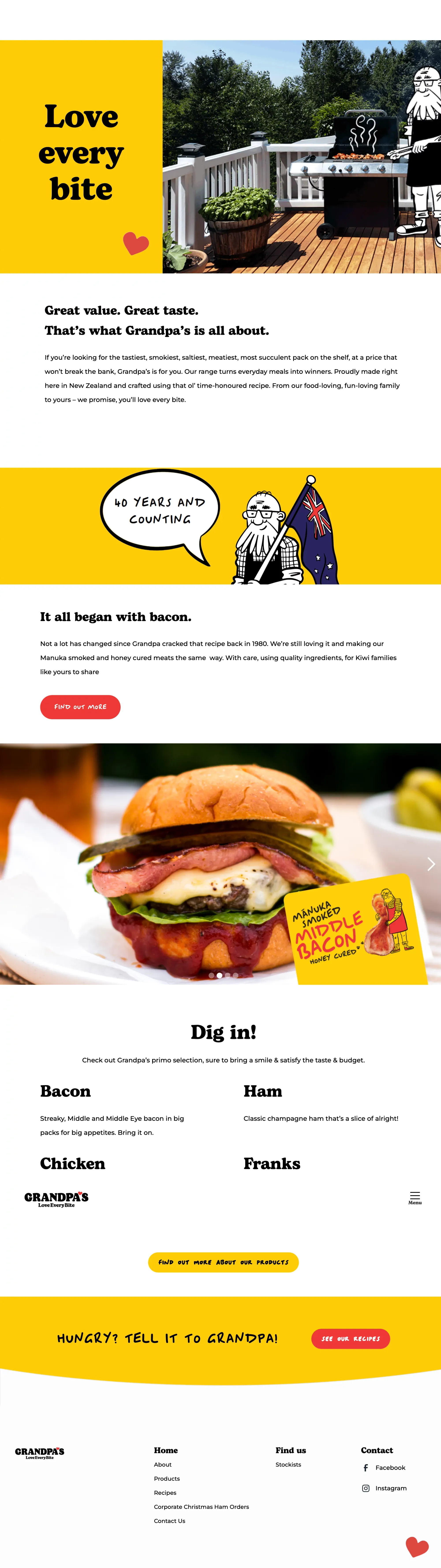 Grandpa's Bacon - website design