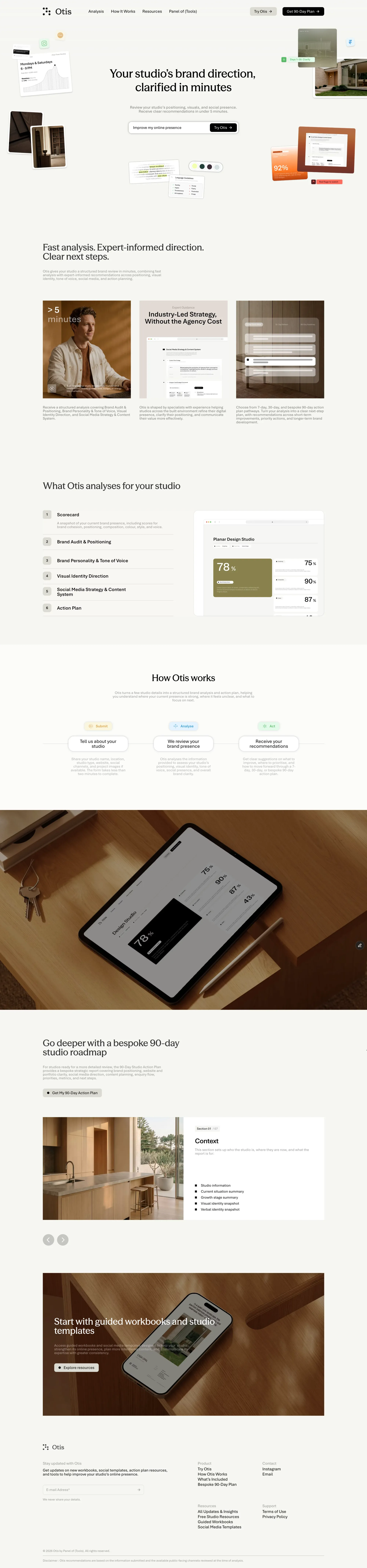 Panel of (Tools) - Landing design
